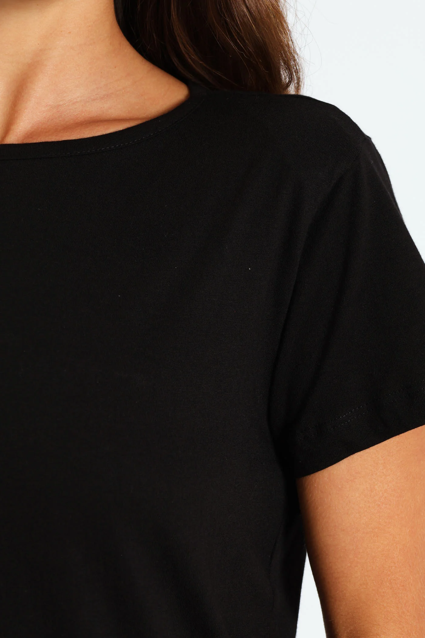 Crew Neck Modal Tee - Black - Image 4