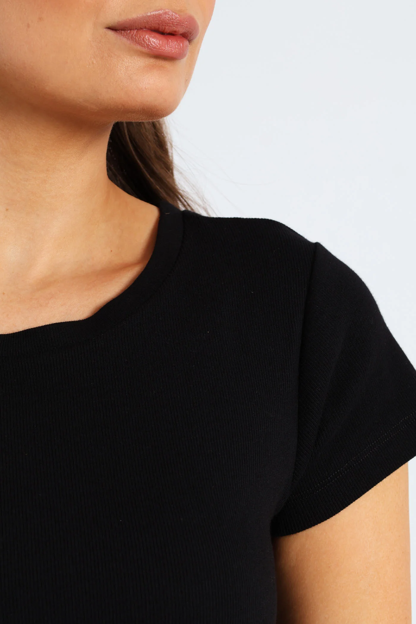 Crew Rib Fitted Tee - Black - Image 5