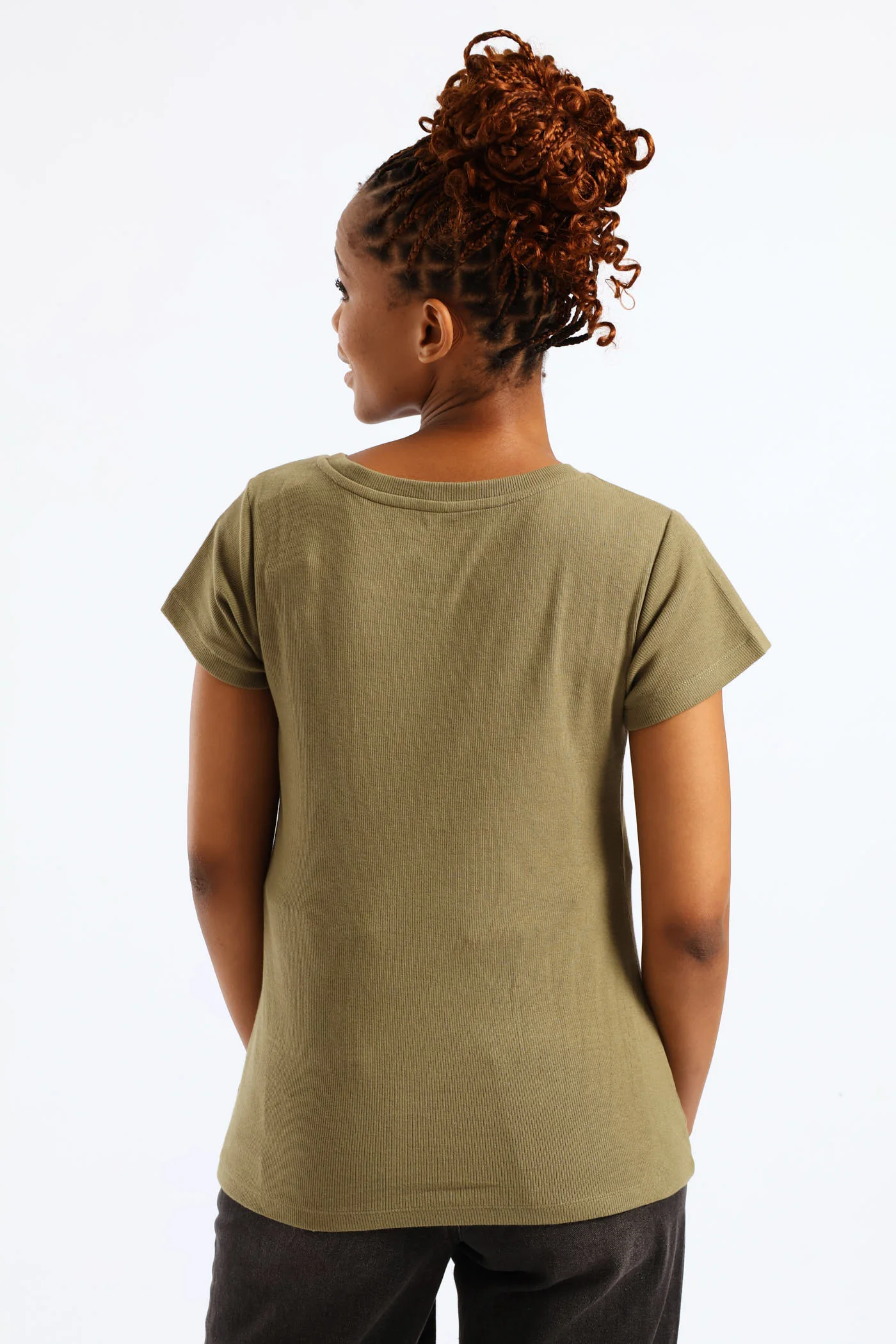 Crew Rib Fitted Tee - Meadow Green - Image 2