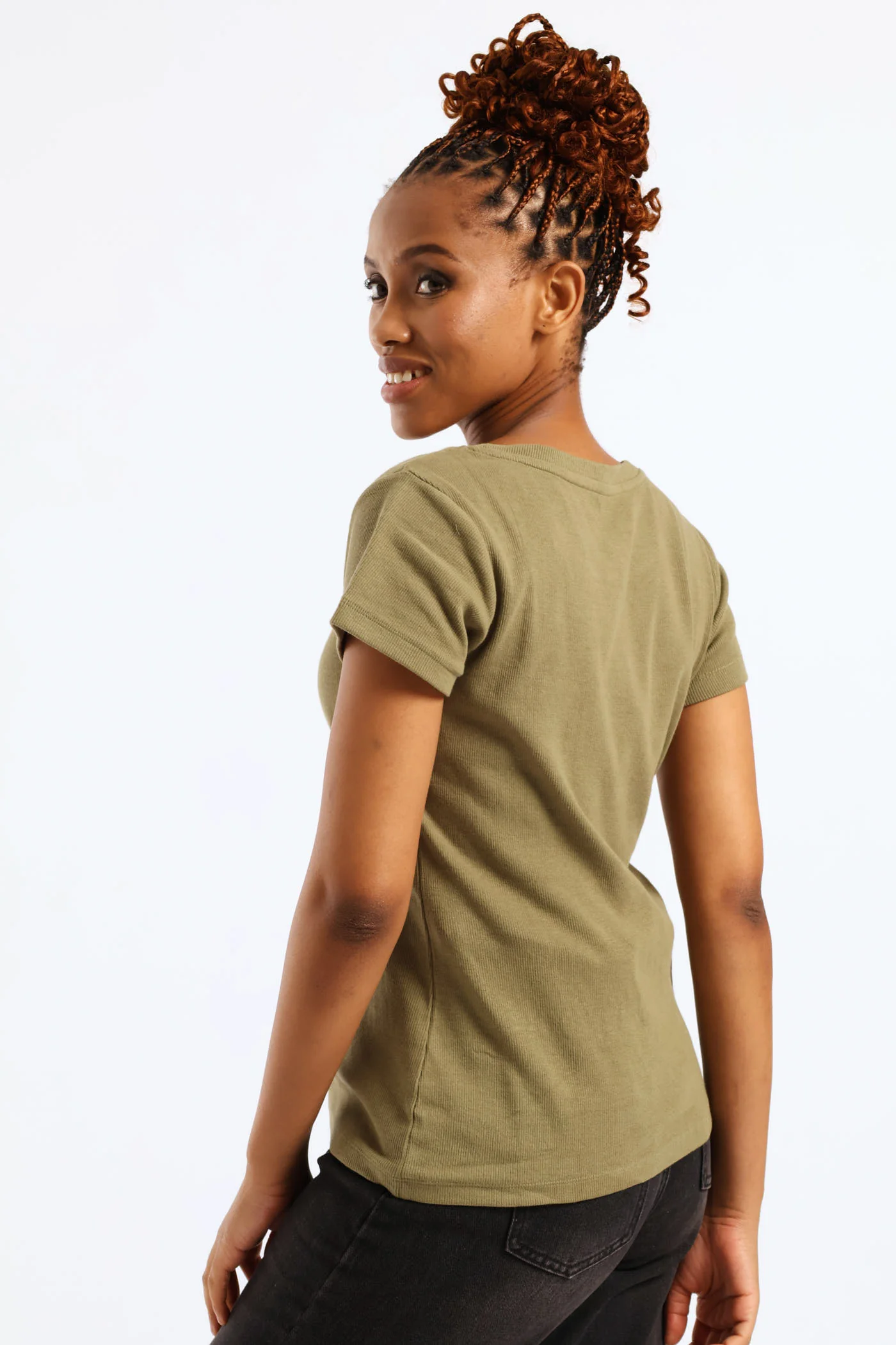Crew Rib Fitted Tee - Meadow Green - Image 3