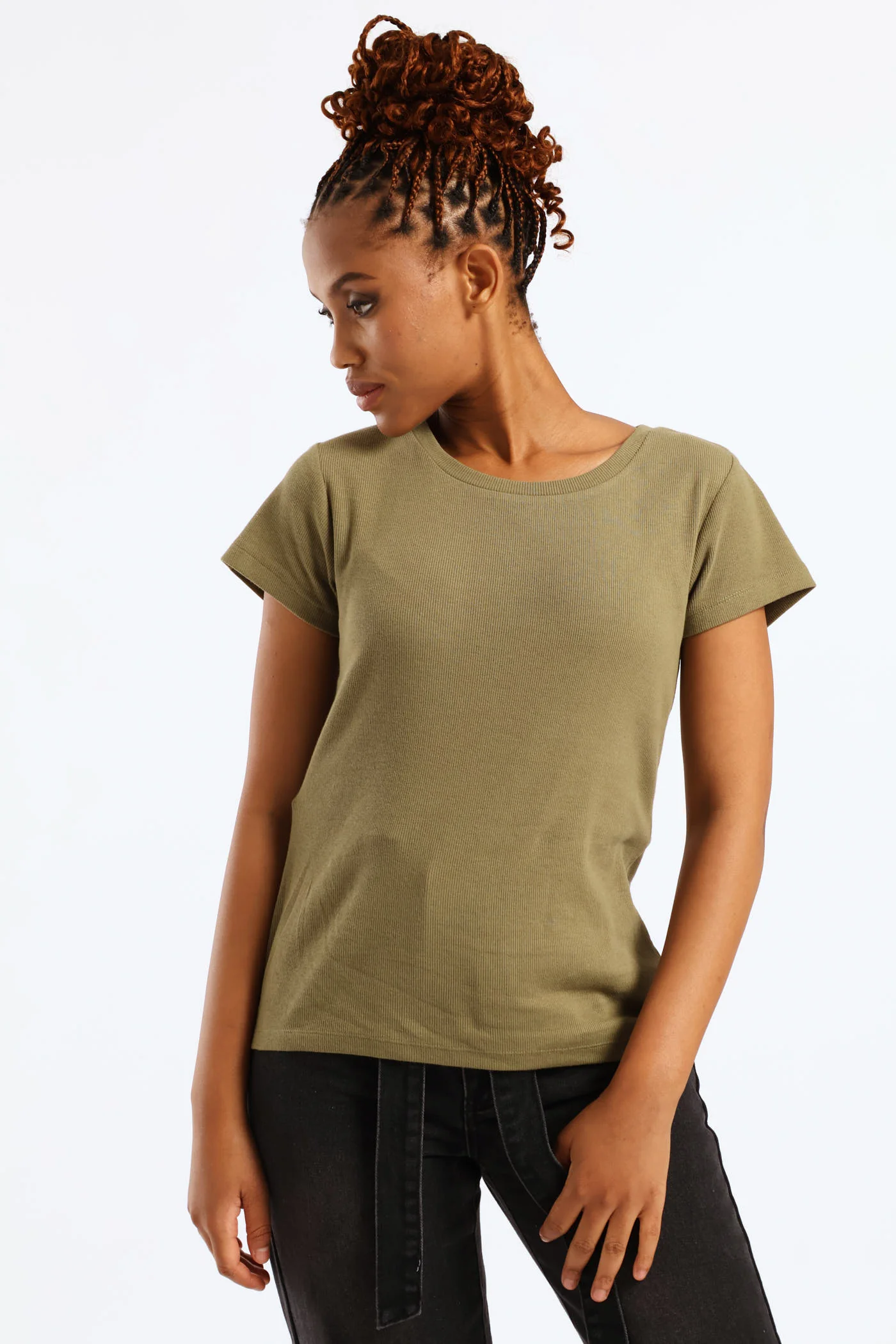 Crew Rib Fitted Tee - Meadow Green - Image 5