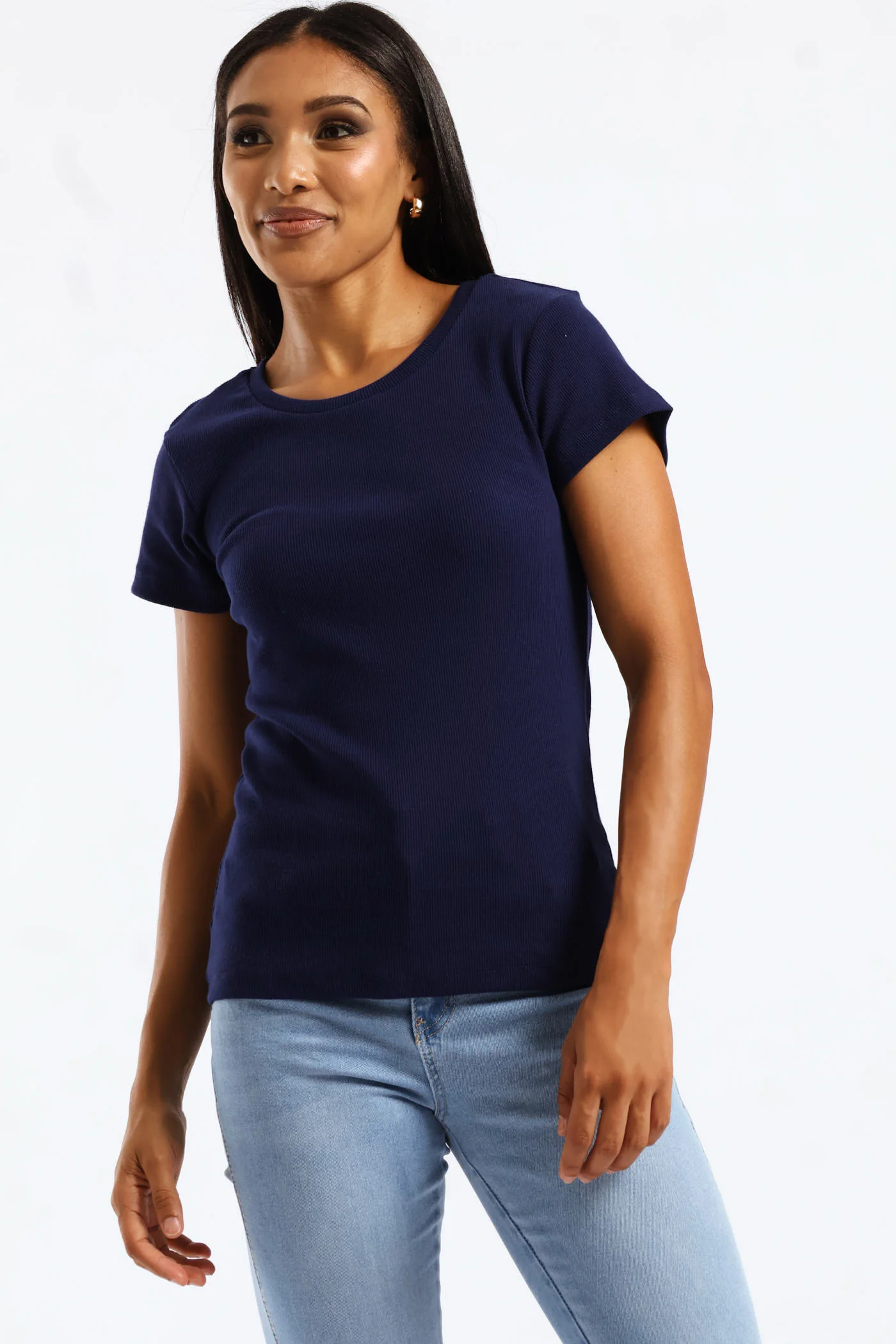 Crew Rib Fitted Tee - Navy - Image 2