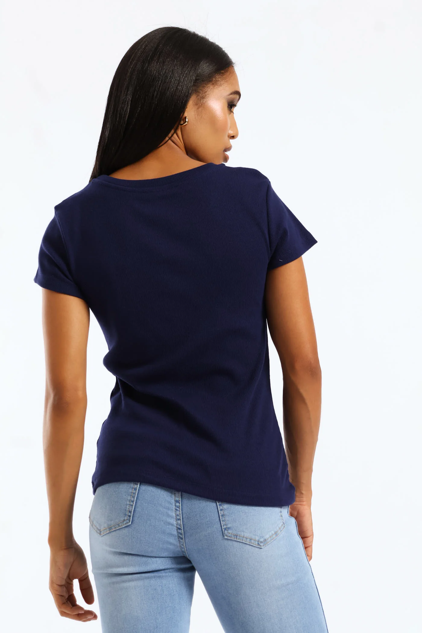 Crew Rib Fitted Tee - Navy - Image 4