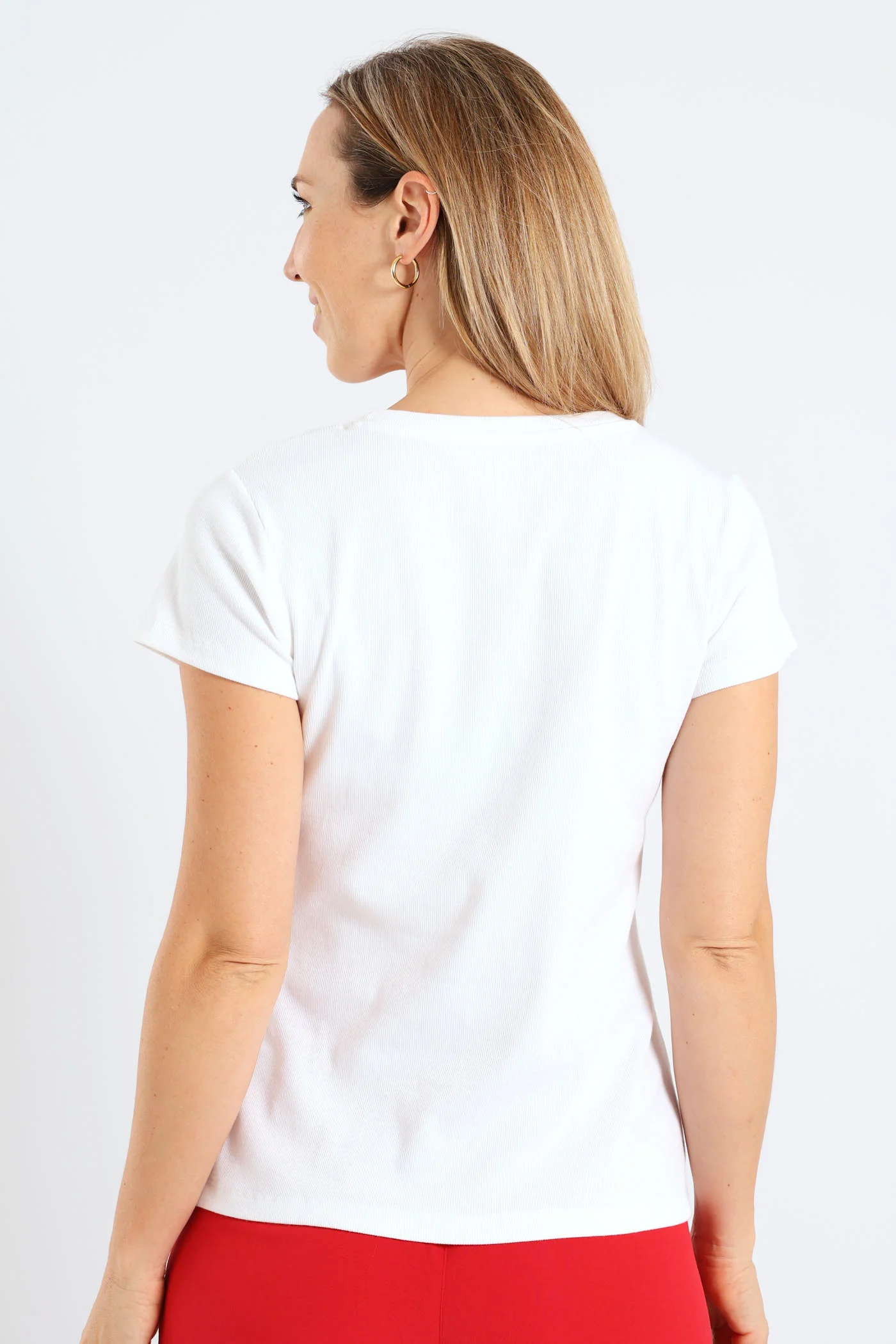 Crew Rib Fitted Tee - White - Image 3
