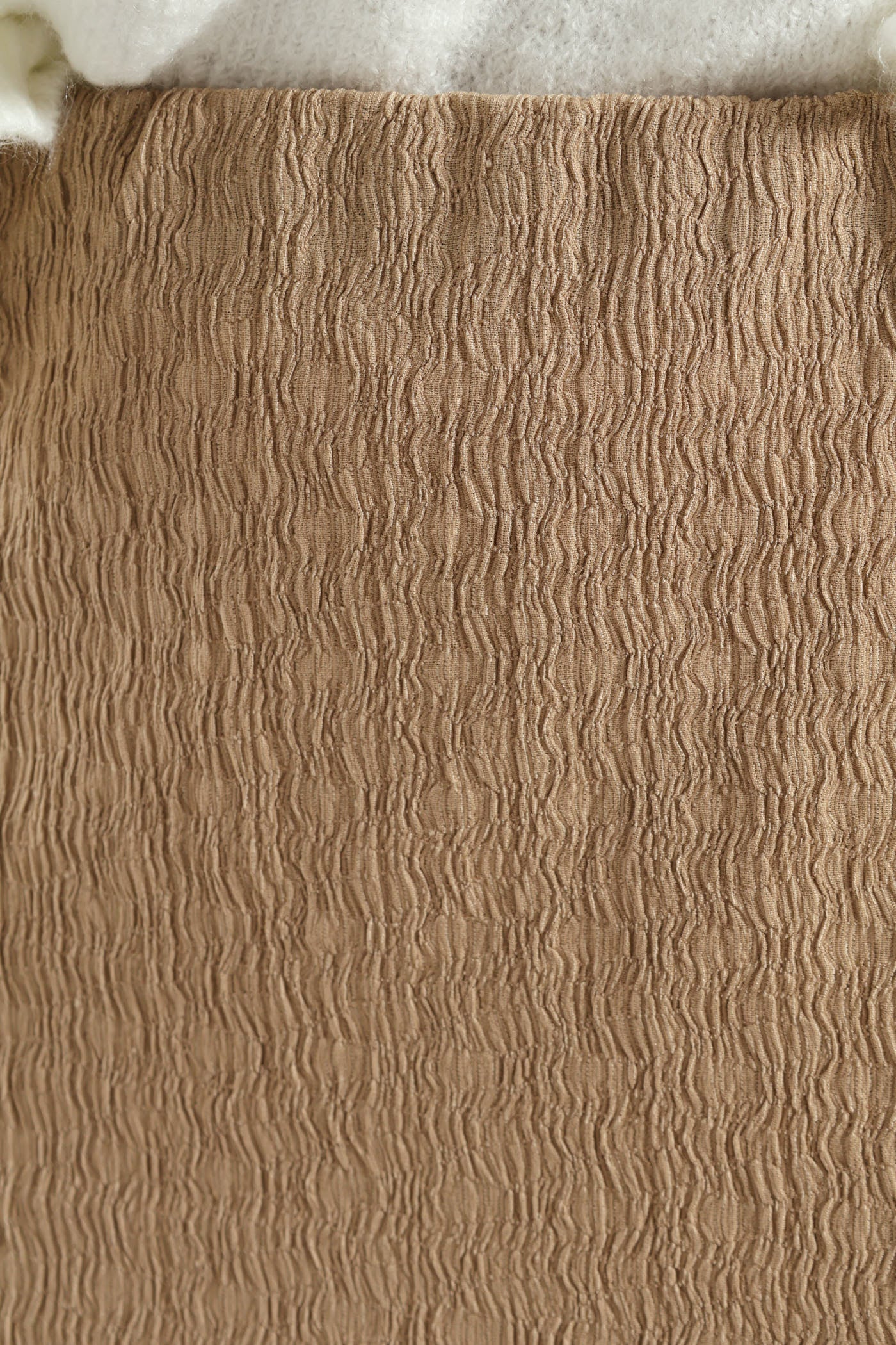 Crinkle Knit Tube Midaxi Skirt - Dark Beige - Image 2