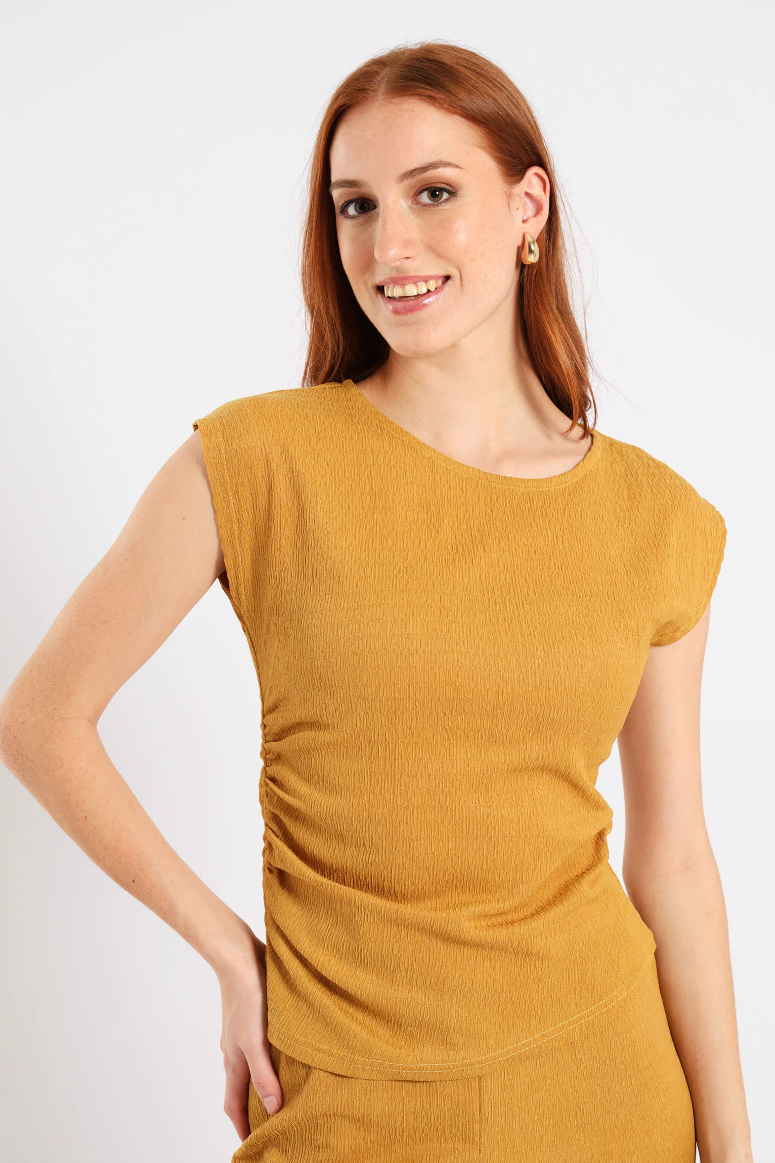Crinkle Muscle Tee - Ochre - Image 3