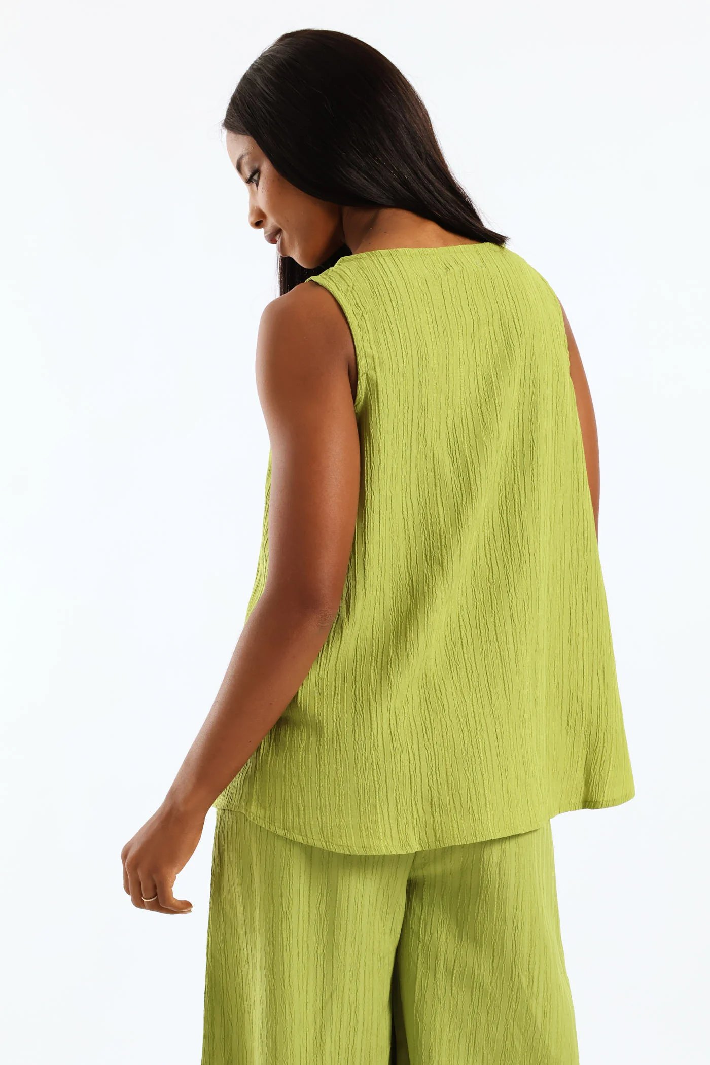 Crinkle  Shell Tank - Chartreuse - Image 3