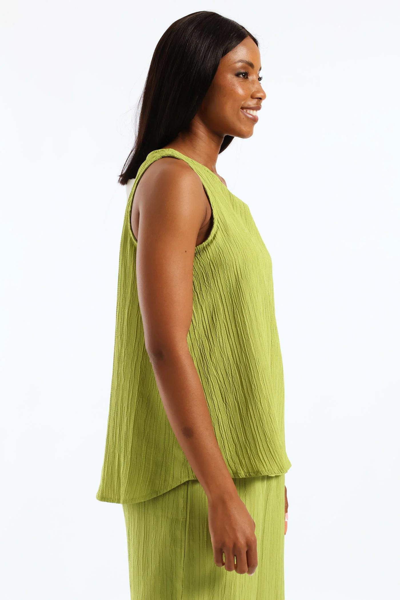 Crinkle  Shell Tank - Chartreuse - Image 4