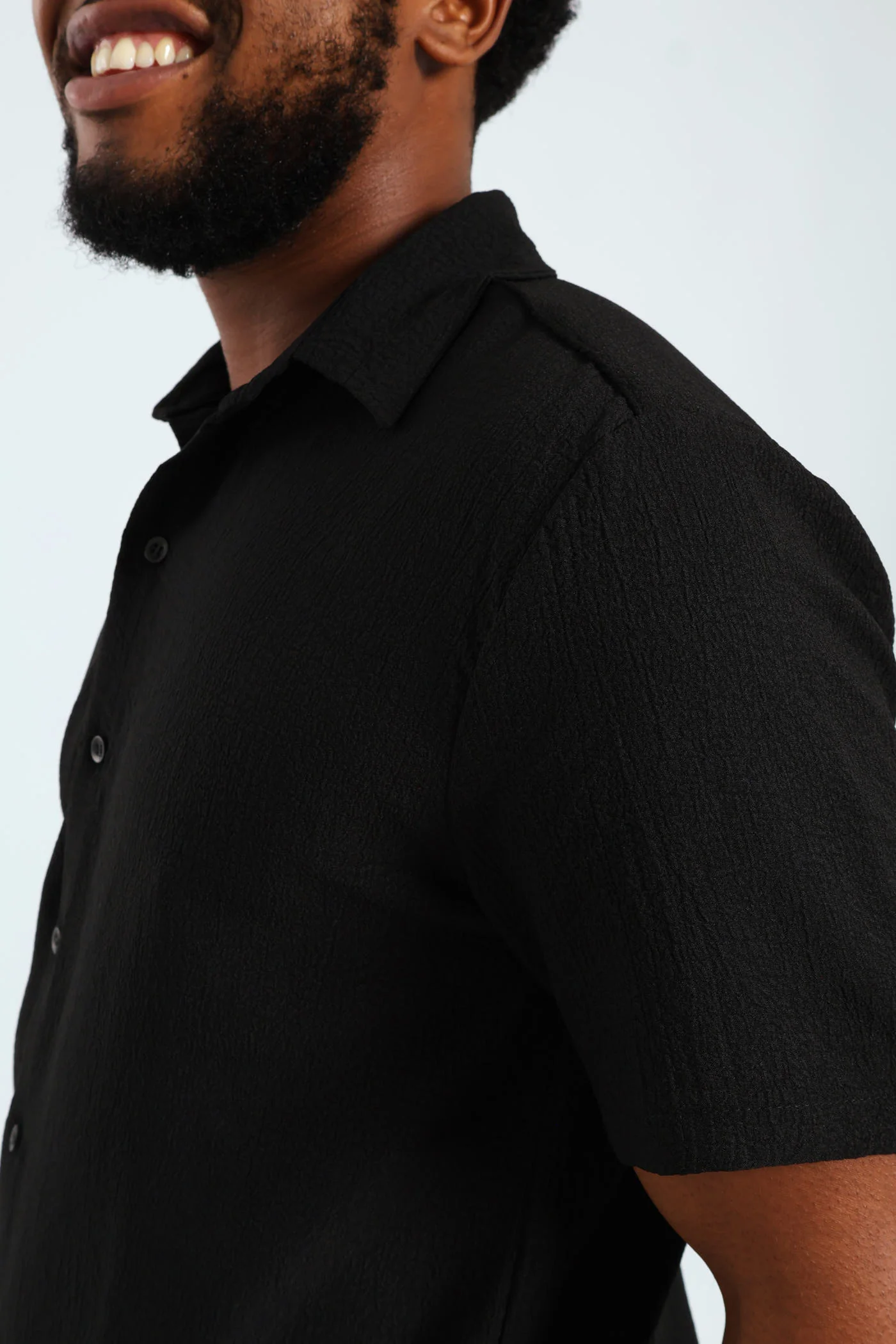 Crinkle Shirt - Black - Image 2