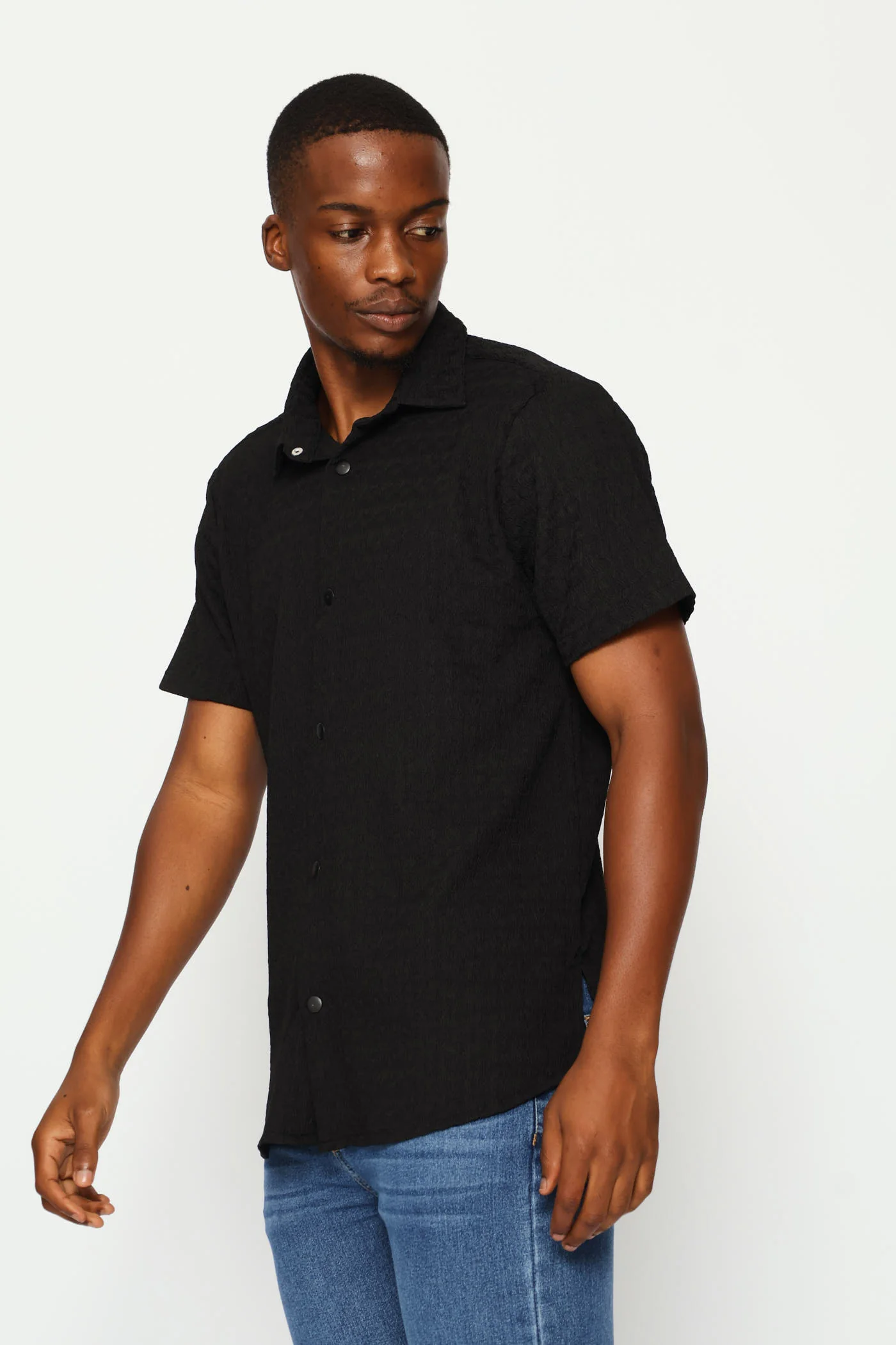 Crinkle Shirt - Black - Image 3