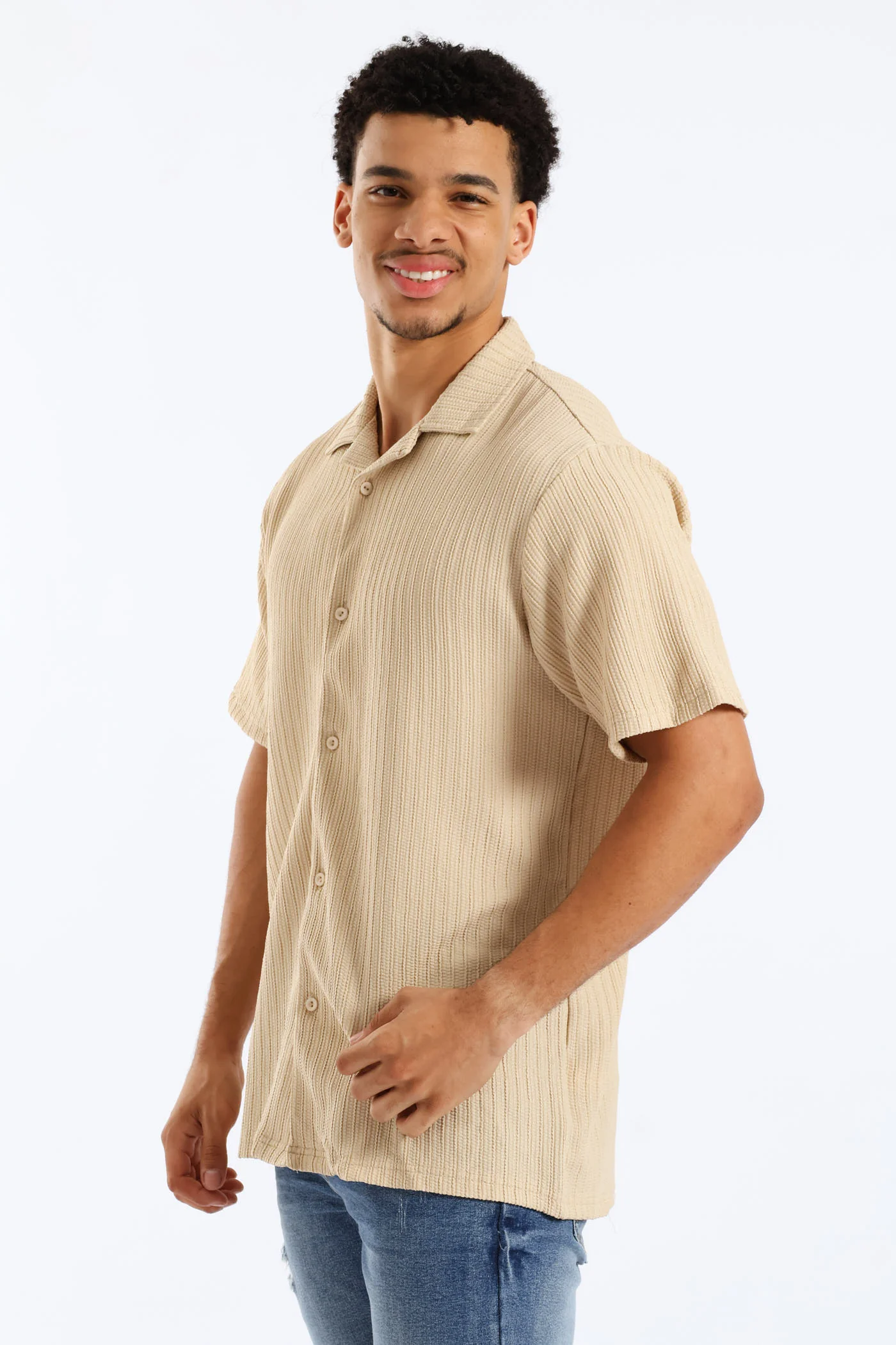 Crinkle Shirt - Stone - Image 2