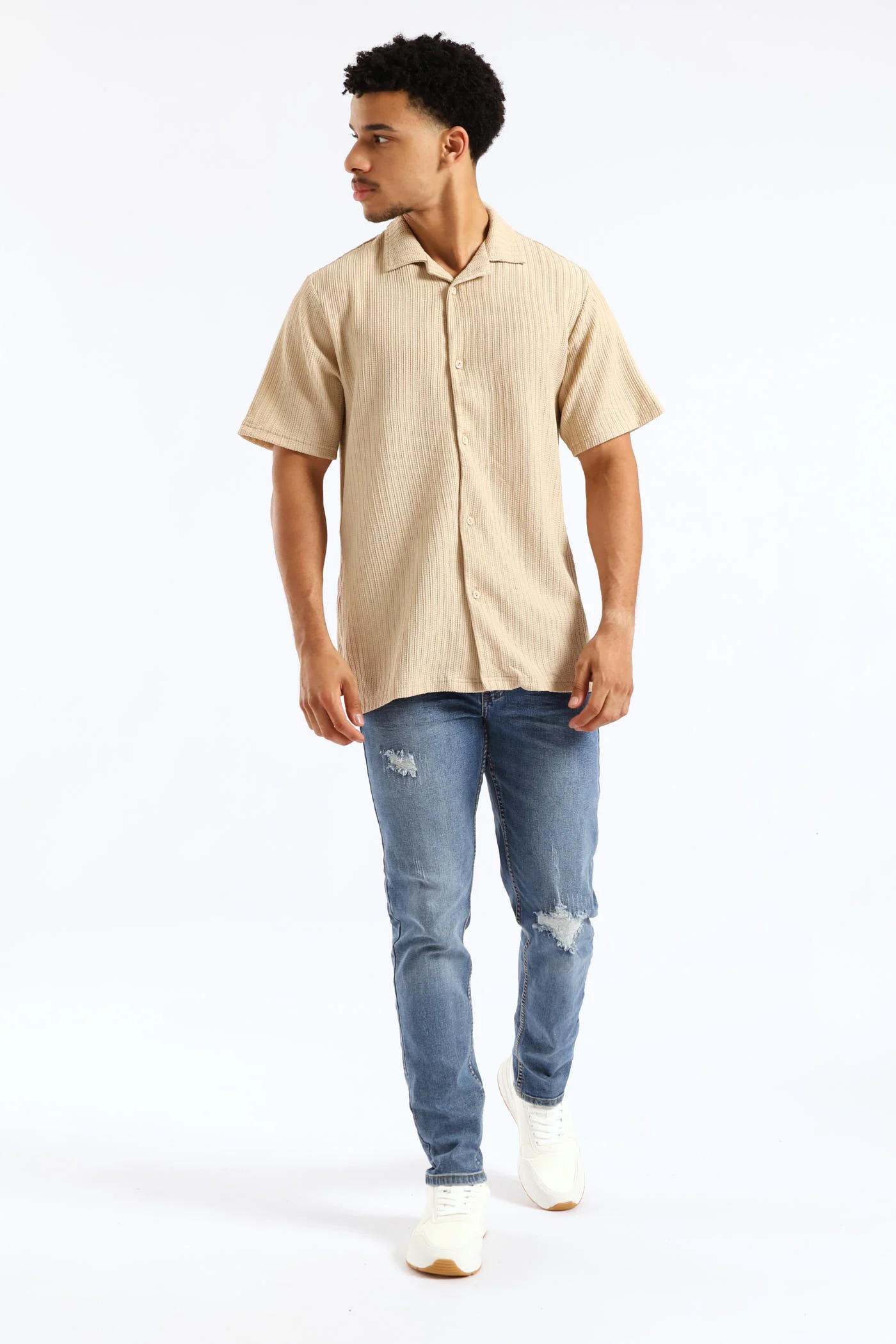 Crinkle Shirt - Stone - Image 4