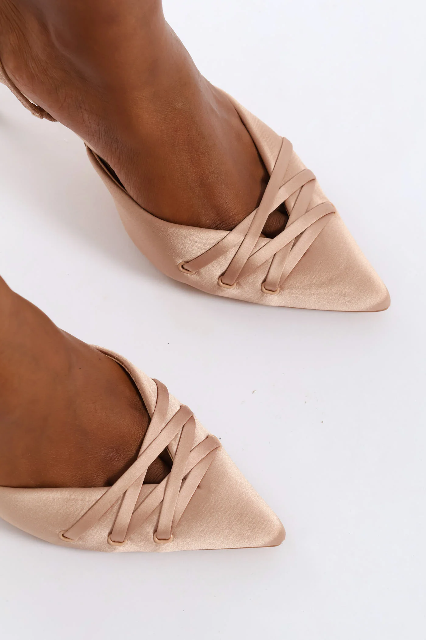 Crisscross Detail Pointed Toe Stiletto - Blush - Image 2