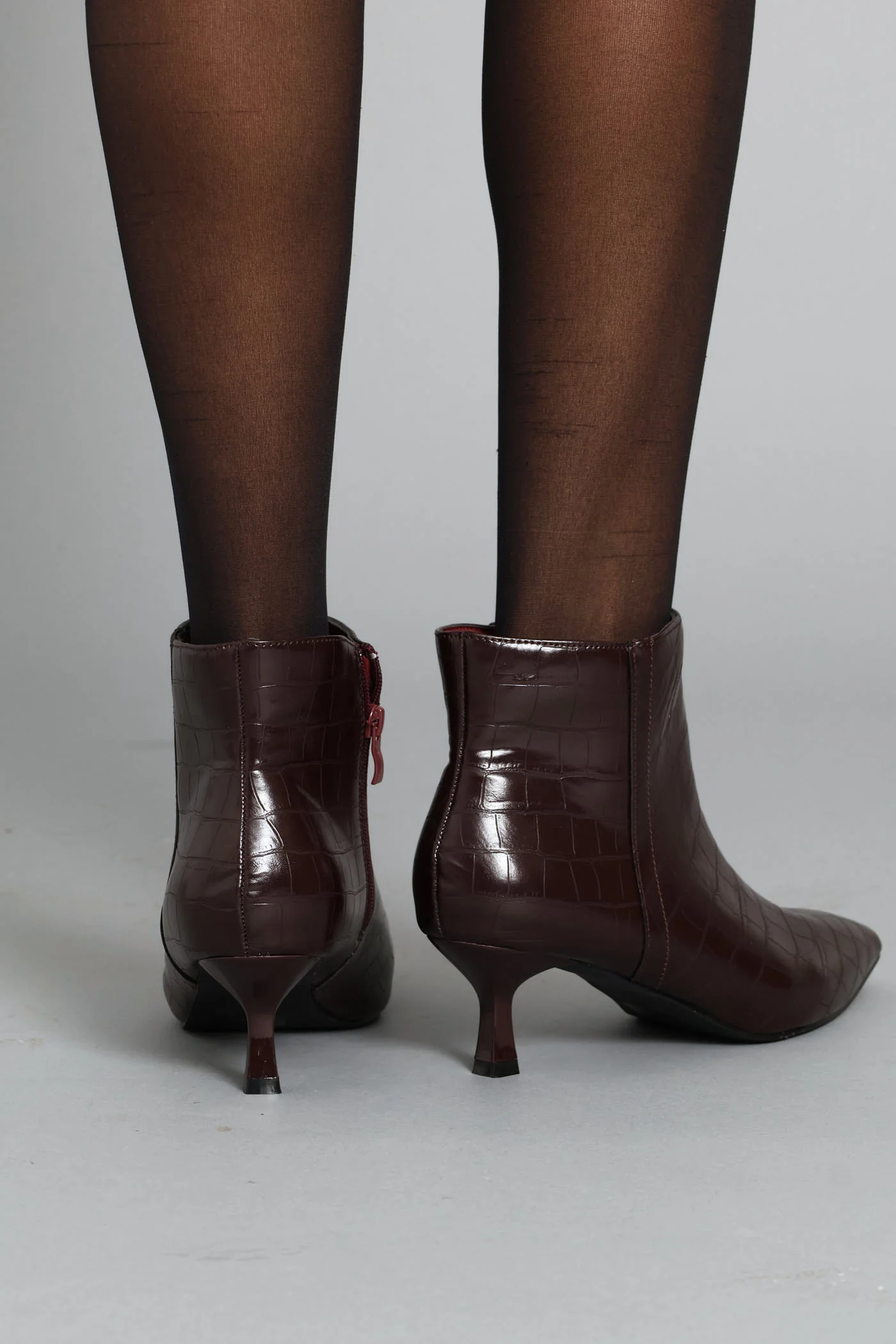 Croc Ankle Boot - Burgundy - Image 6