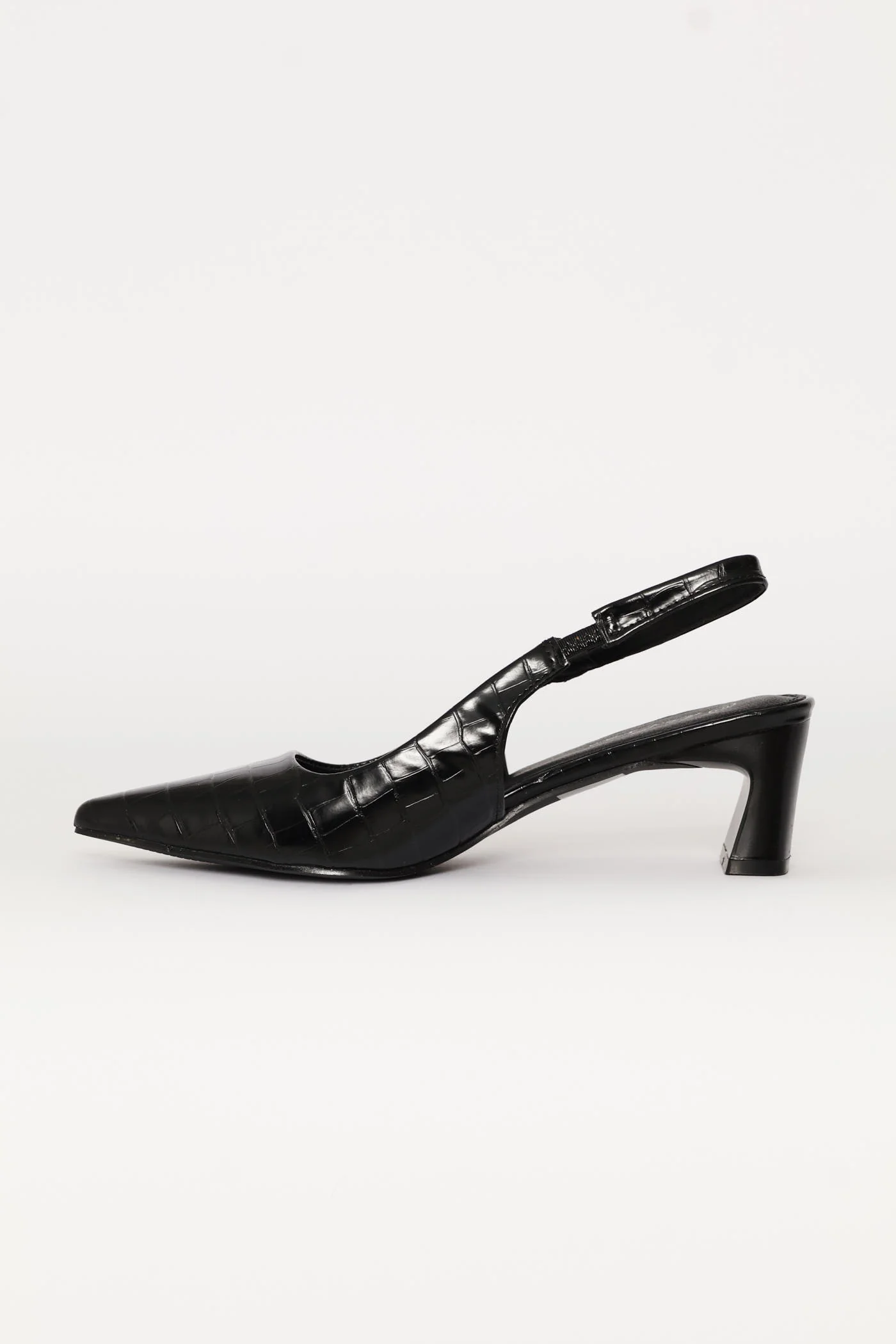 Croc Slingback Heel - Black - Image 3