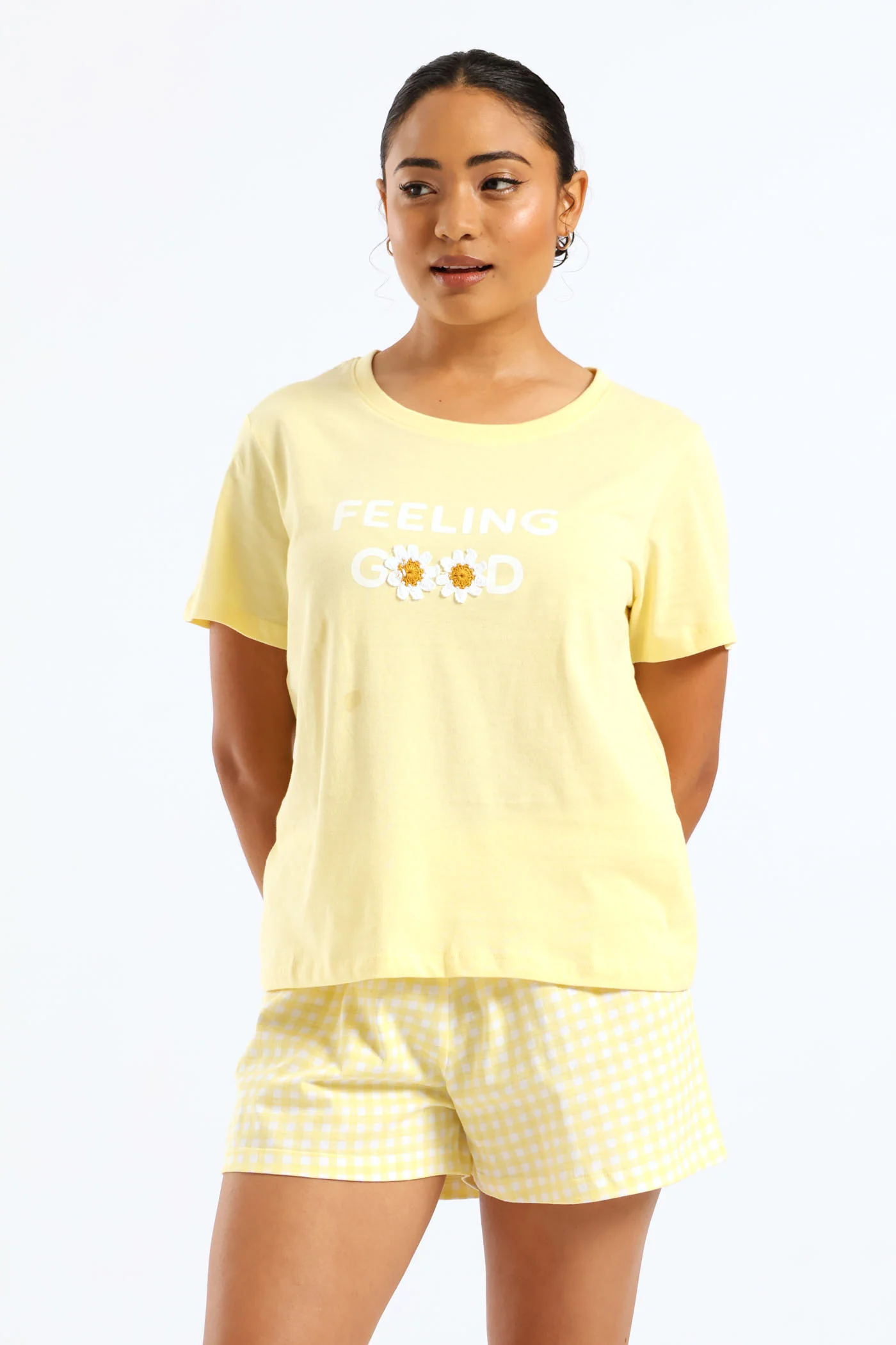 Crochet Daisy Knit Short Set - Yellow - Image 4