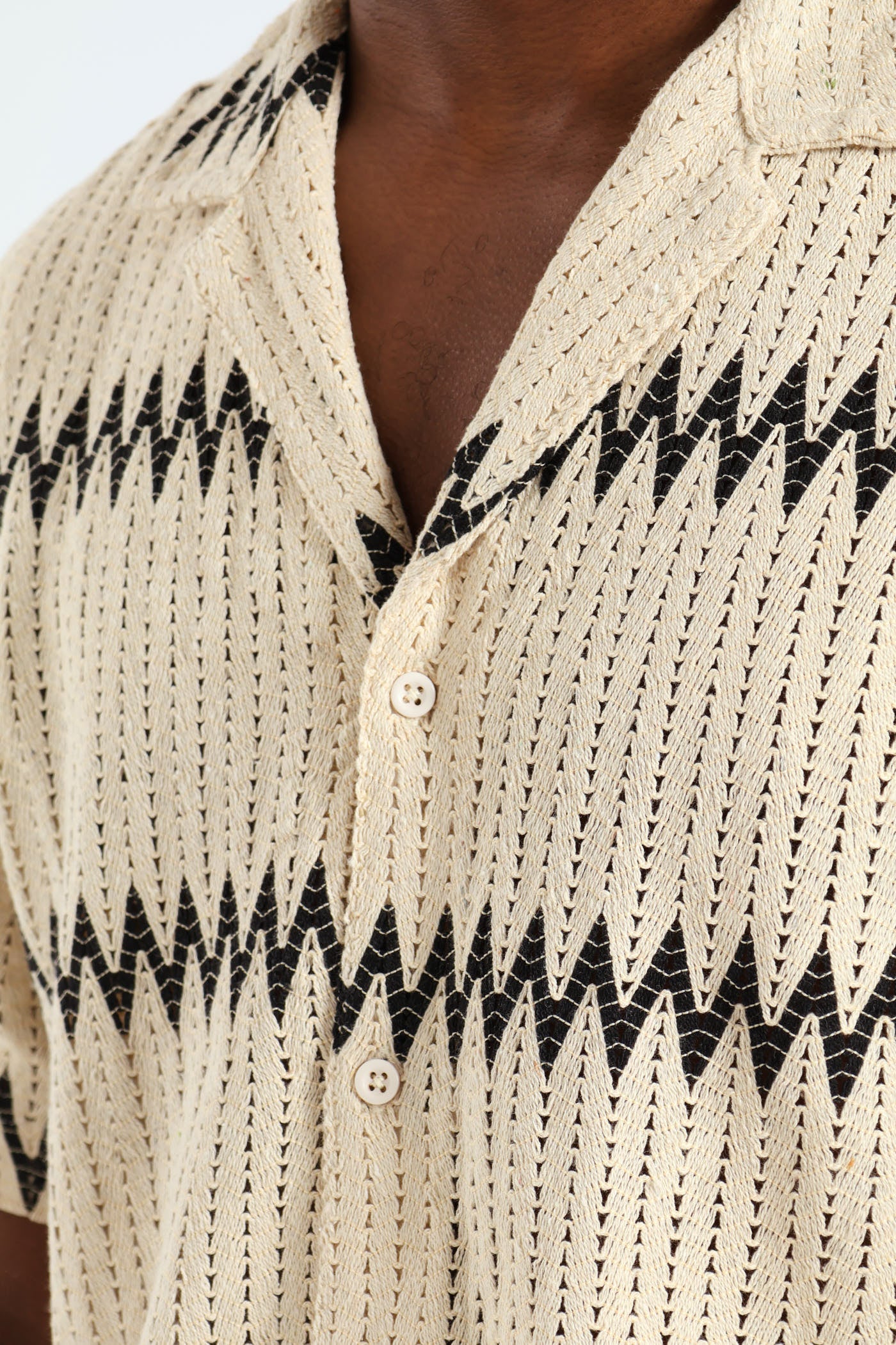 Crochet Knit Shirt - Off White - Image 2