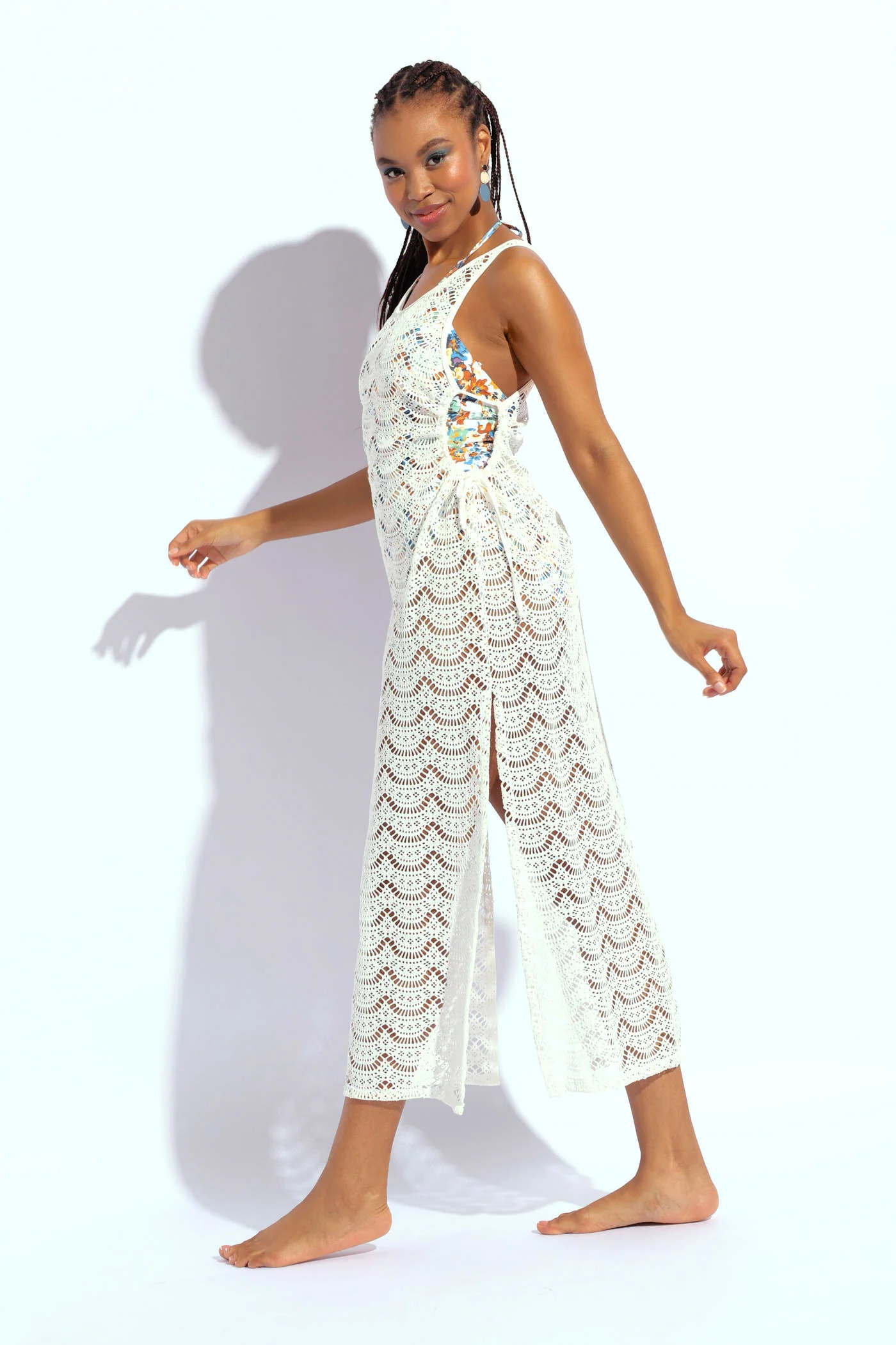 Crochet Maxi Dress - White - Image 3