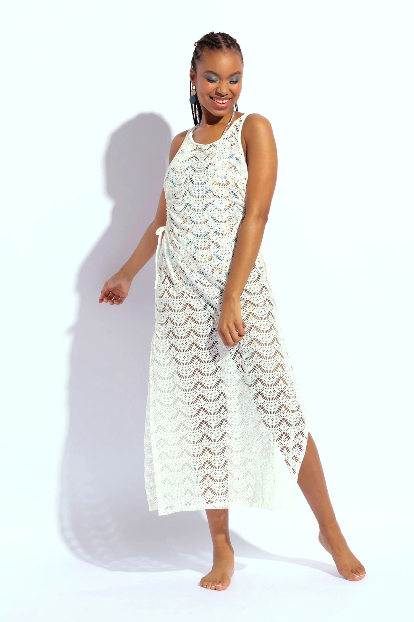 Crochet Maxi Dress - White - Image 4