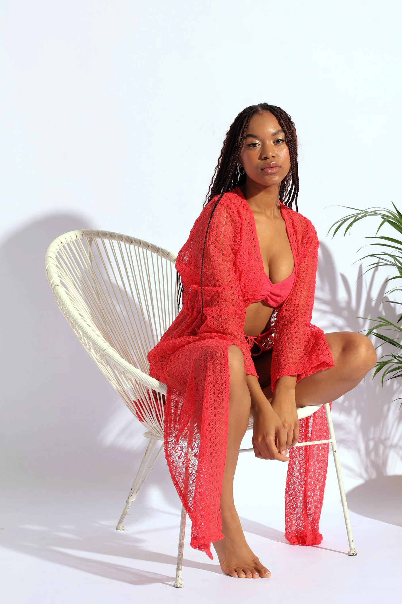 Crochet Maxi Kimono - Pink - Image 7