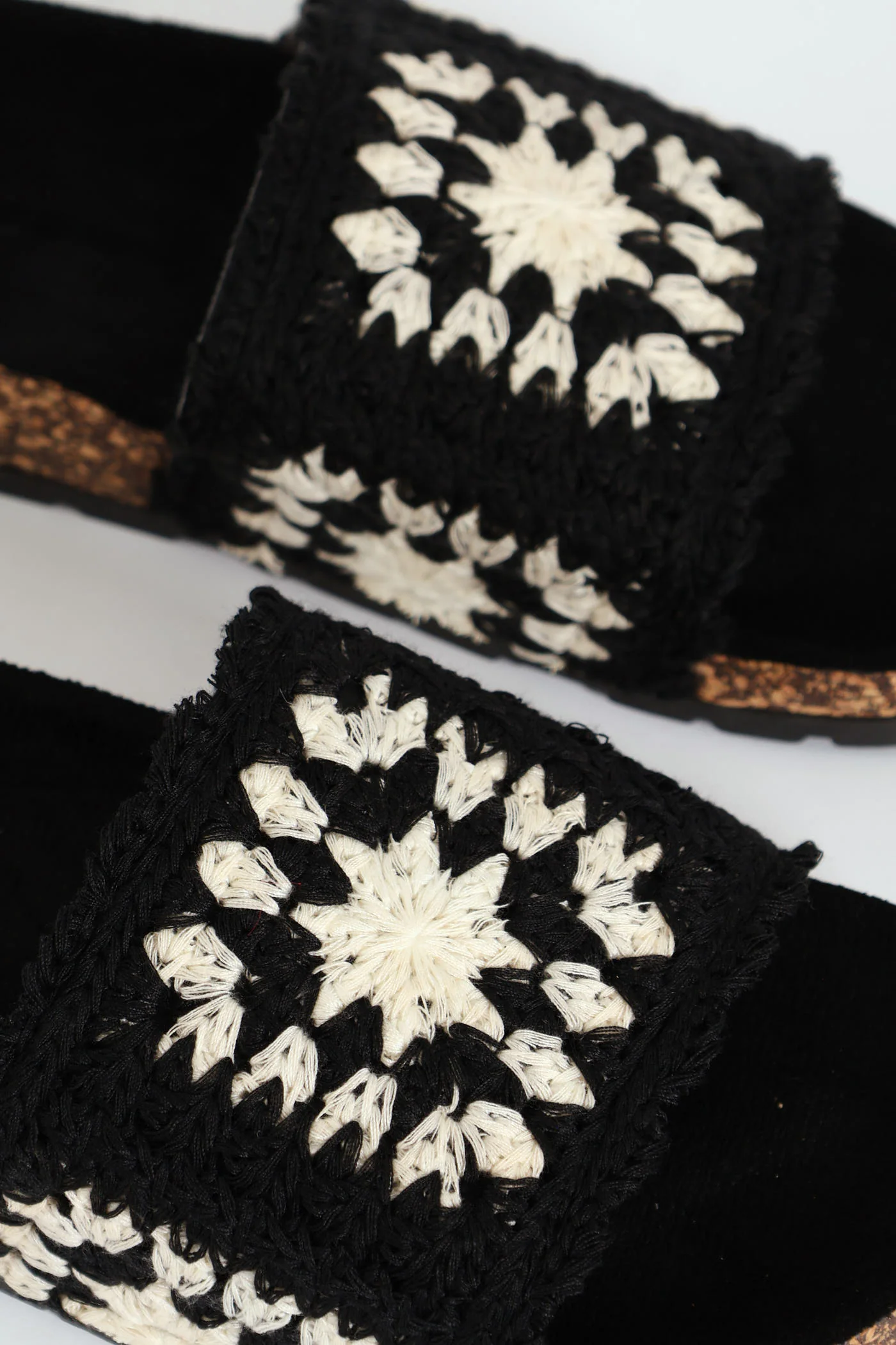 Crochet Mule Sandal On Cork Outsole - Black - Image 2
