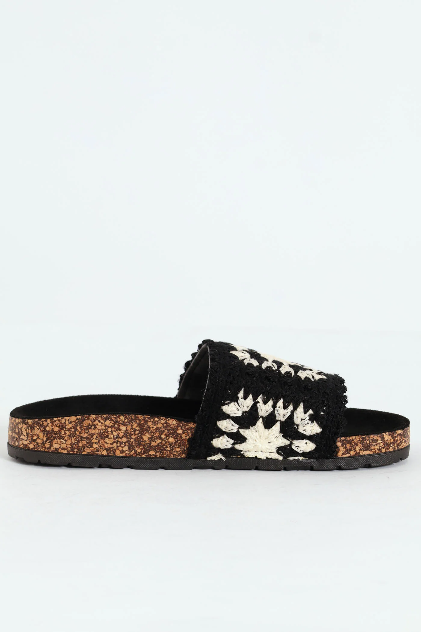 Crochet Mule Sandal On Cork Outsole - Black - Image 3