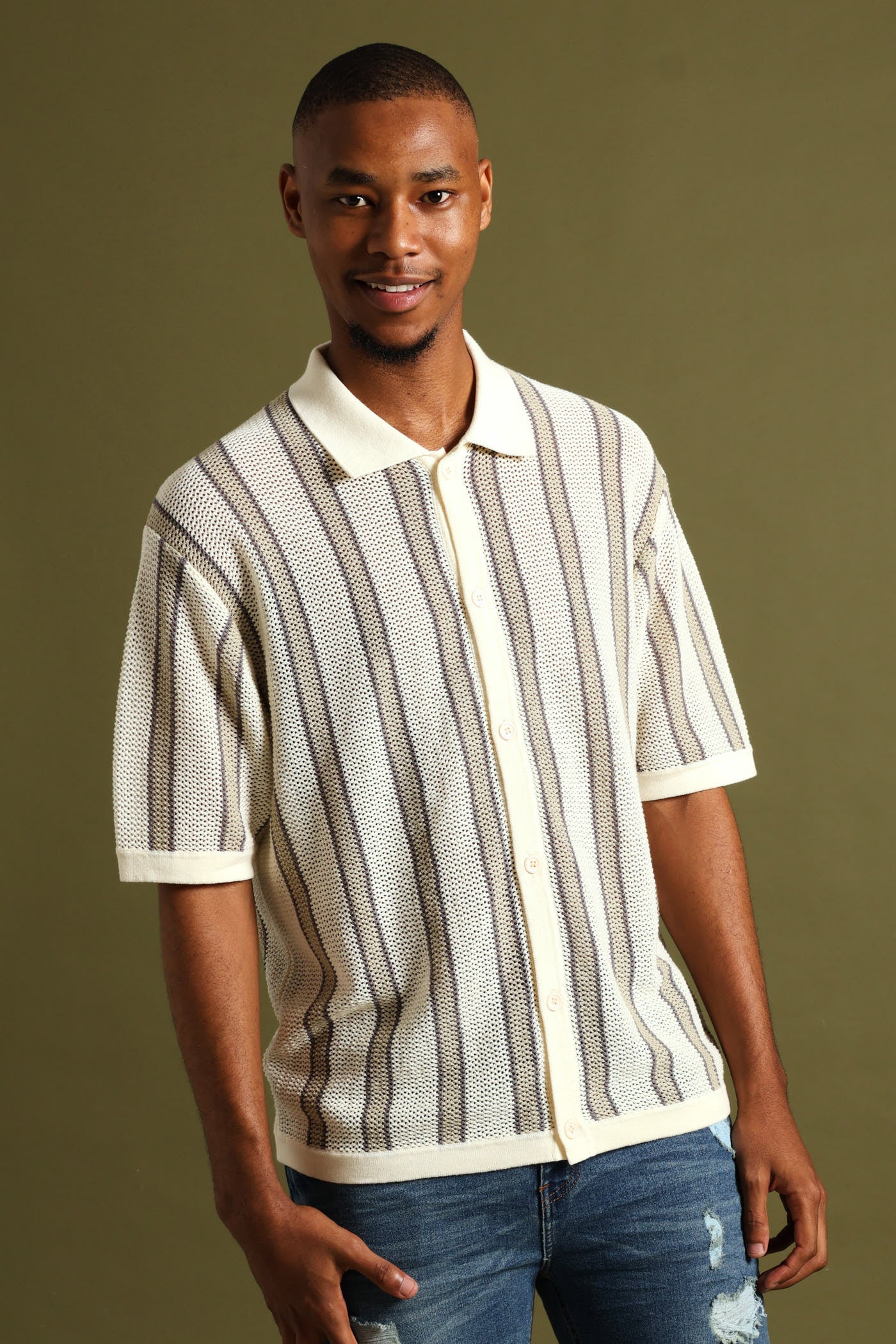 Crochet Shirt - Stone - Image 3