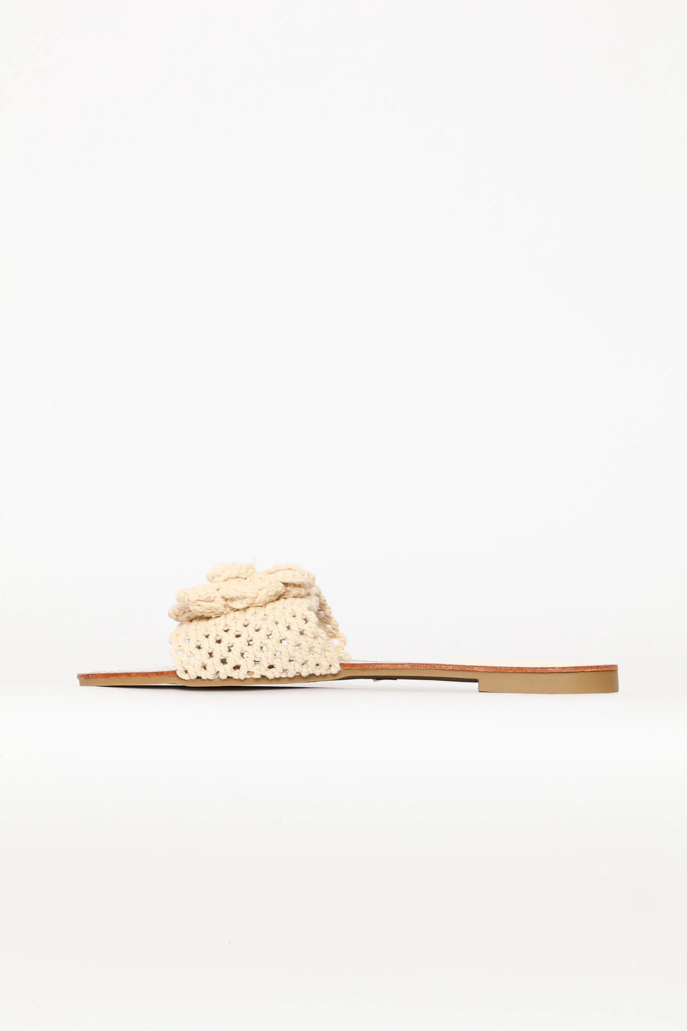 Crocheted Flower Mule Sandal - Off White - Image 3