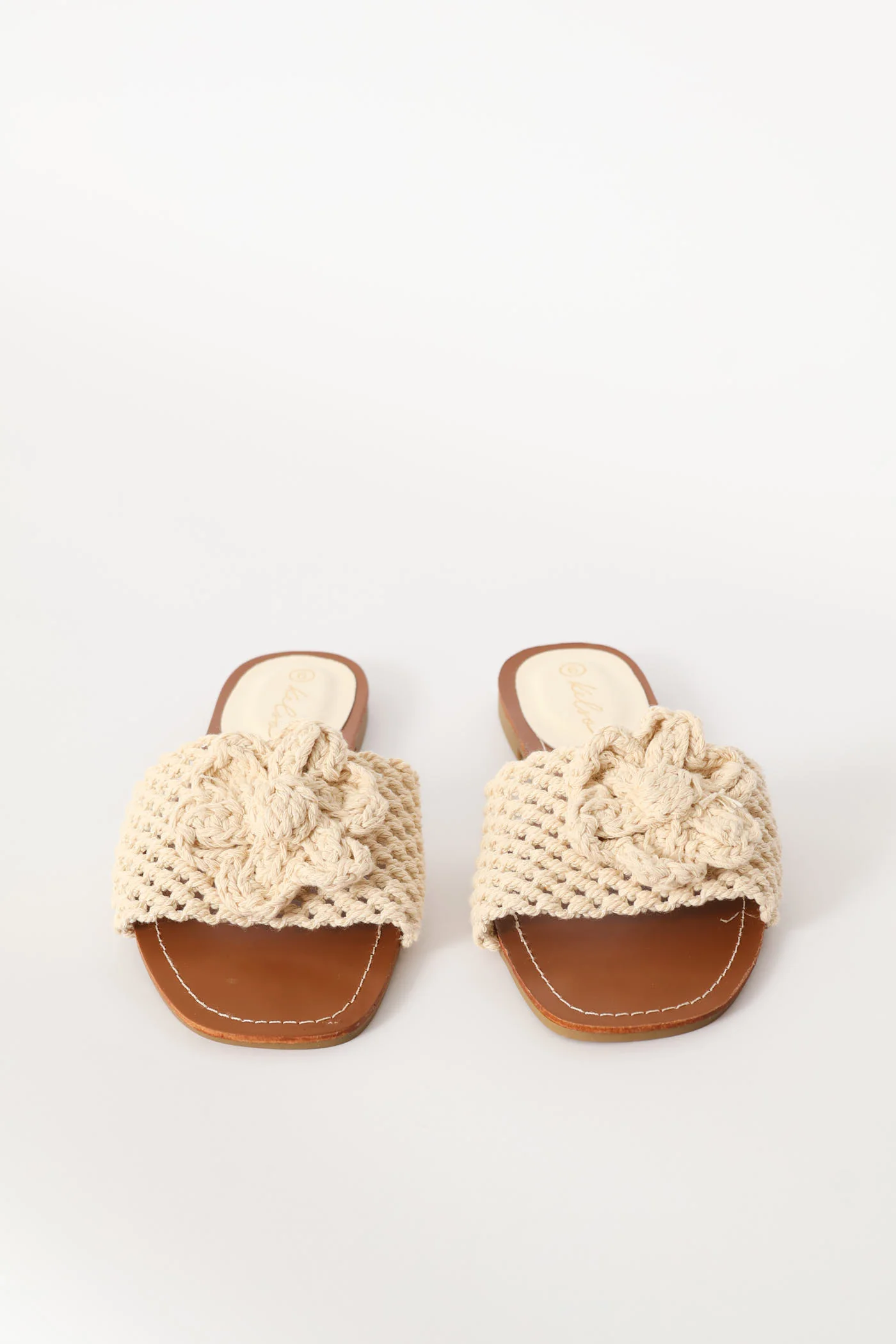 Crocheted Flower Mule Sandal - Off White - Image 5