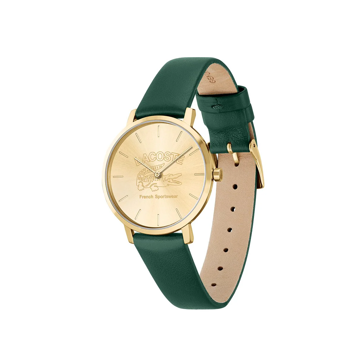 Crocorigin Ip Gold Case Watch With Gold Dial And Green Leather Strap - Image 2