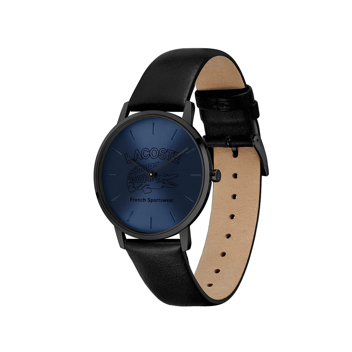 Croc Origin Stainless Steel Case With Blue Dial And Black Leather Strap - Image 2