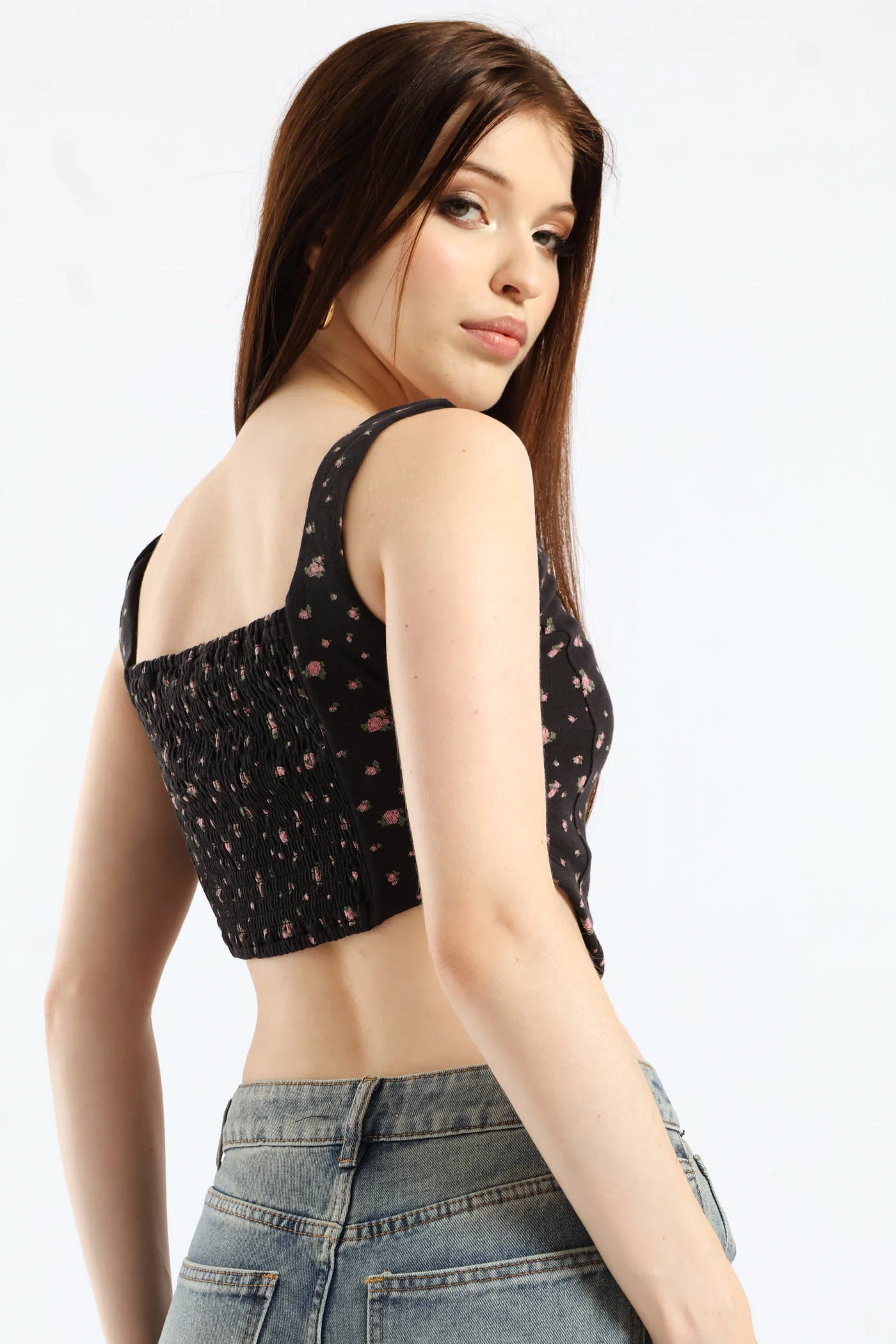 Cropped Knit Tank Top - Black - Image 4