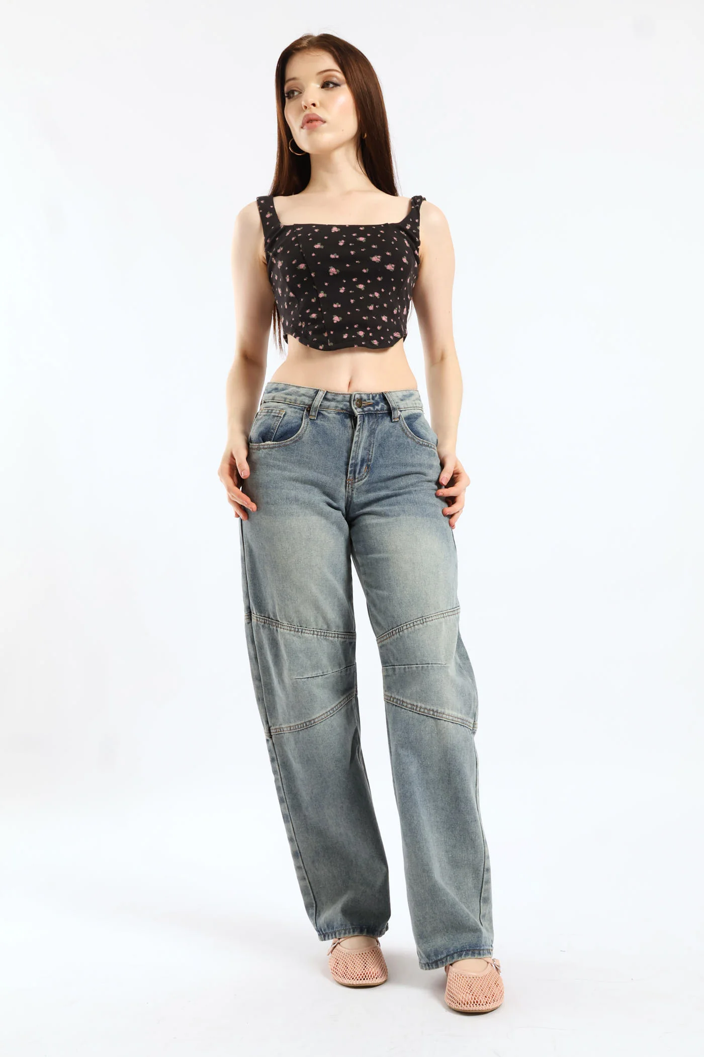 Cropped Knit Tank Top - Black - Image 5