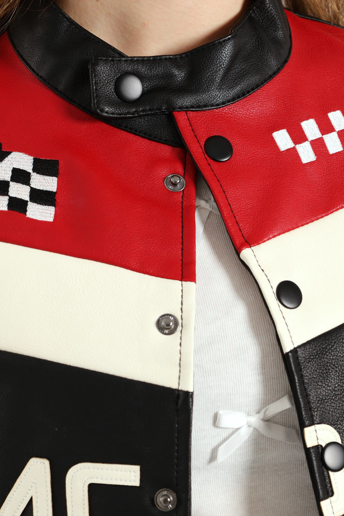 Cropped Motorcycle Jacket - Black - Image 5