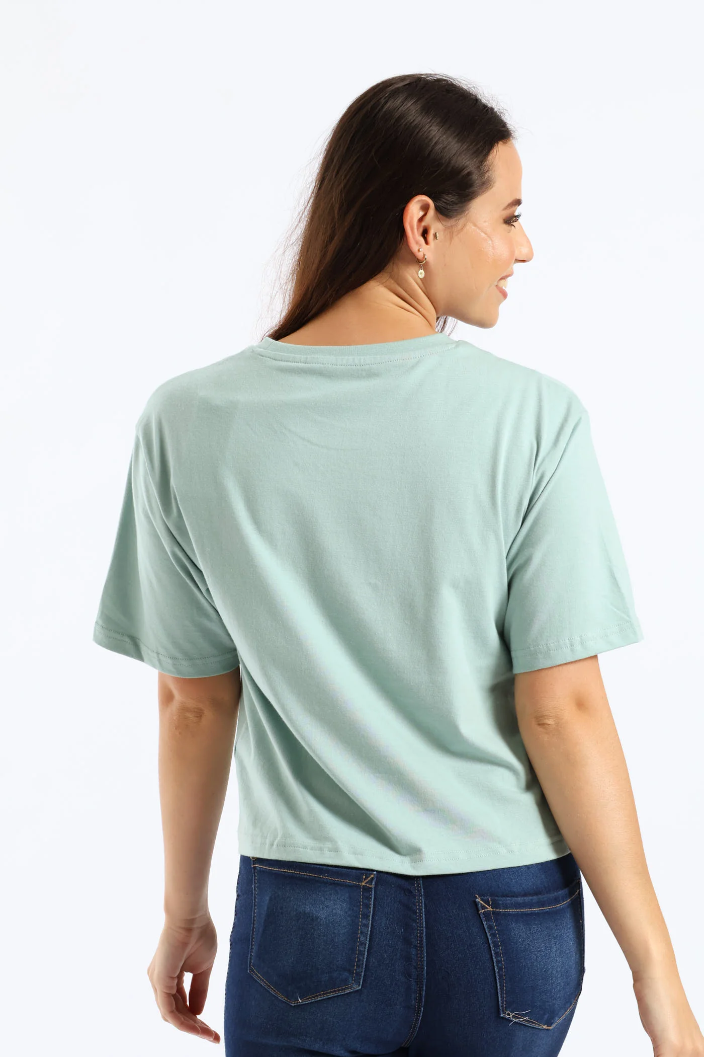 Cropped No. 1 Logo Relaxed Tee - Green - Image 4