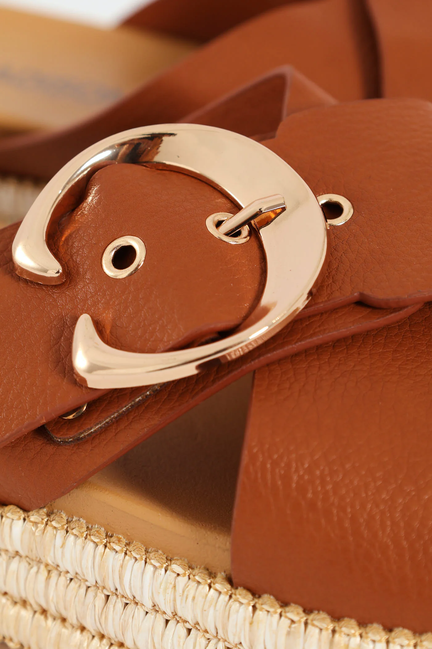 Cross Buckle Strap Platform Sandal - Tan - Image 2