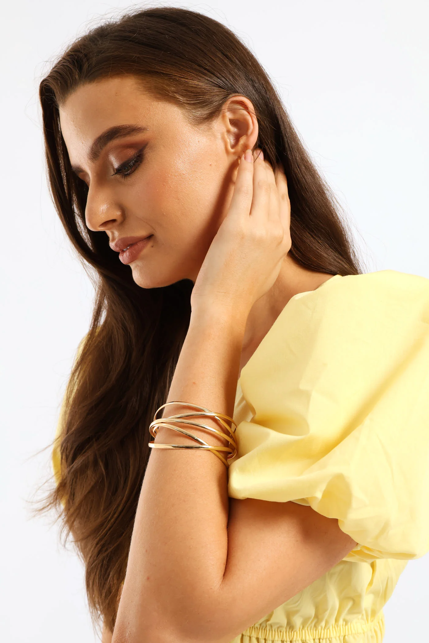 Crossover Cuff Bracelet - Gold - Image 2