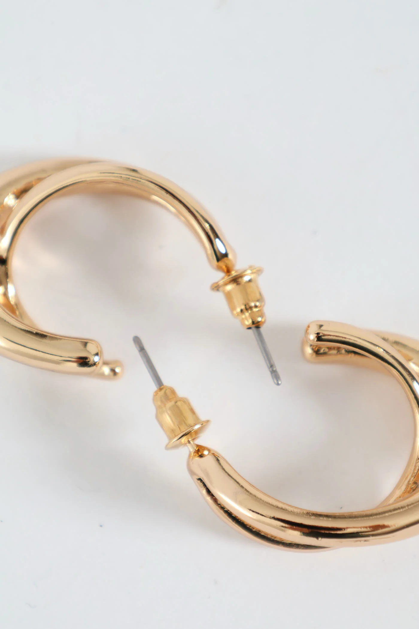 Crossover Hoop Earrings - Gold - Image 2