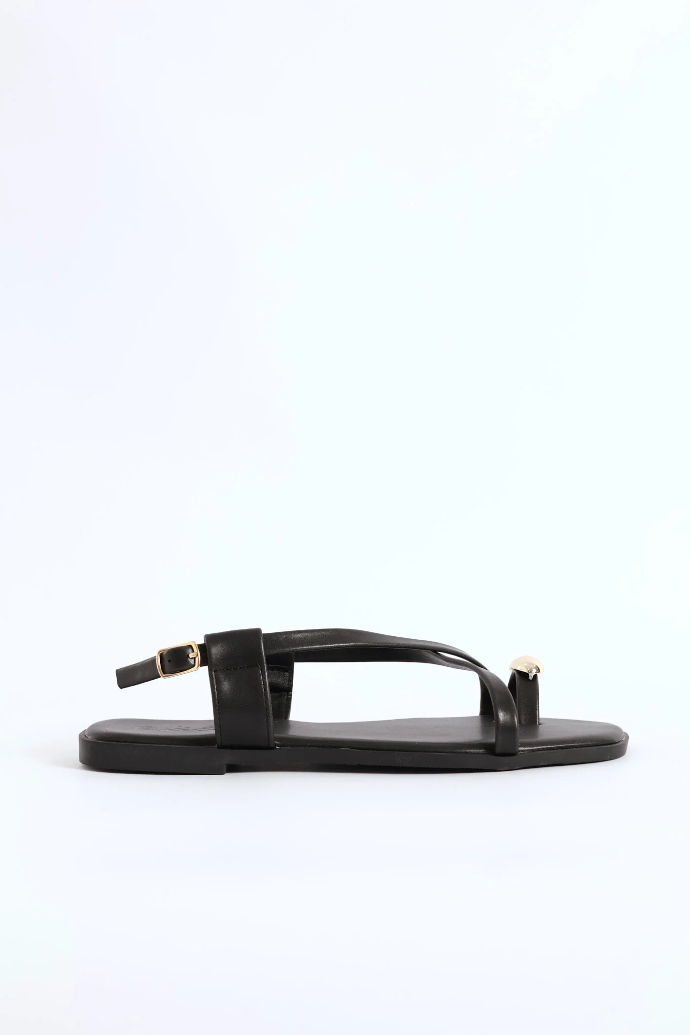 Crosstrap Detail Toe Post Sandal - Black - Image 3