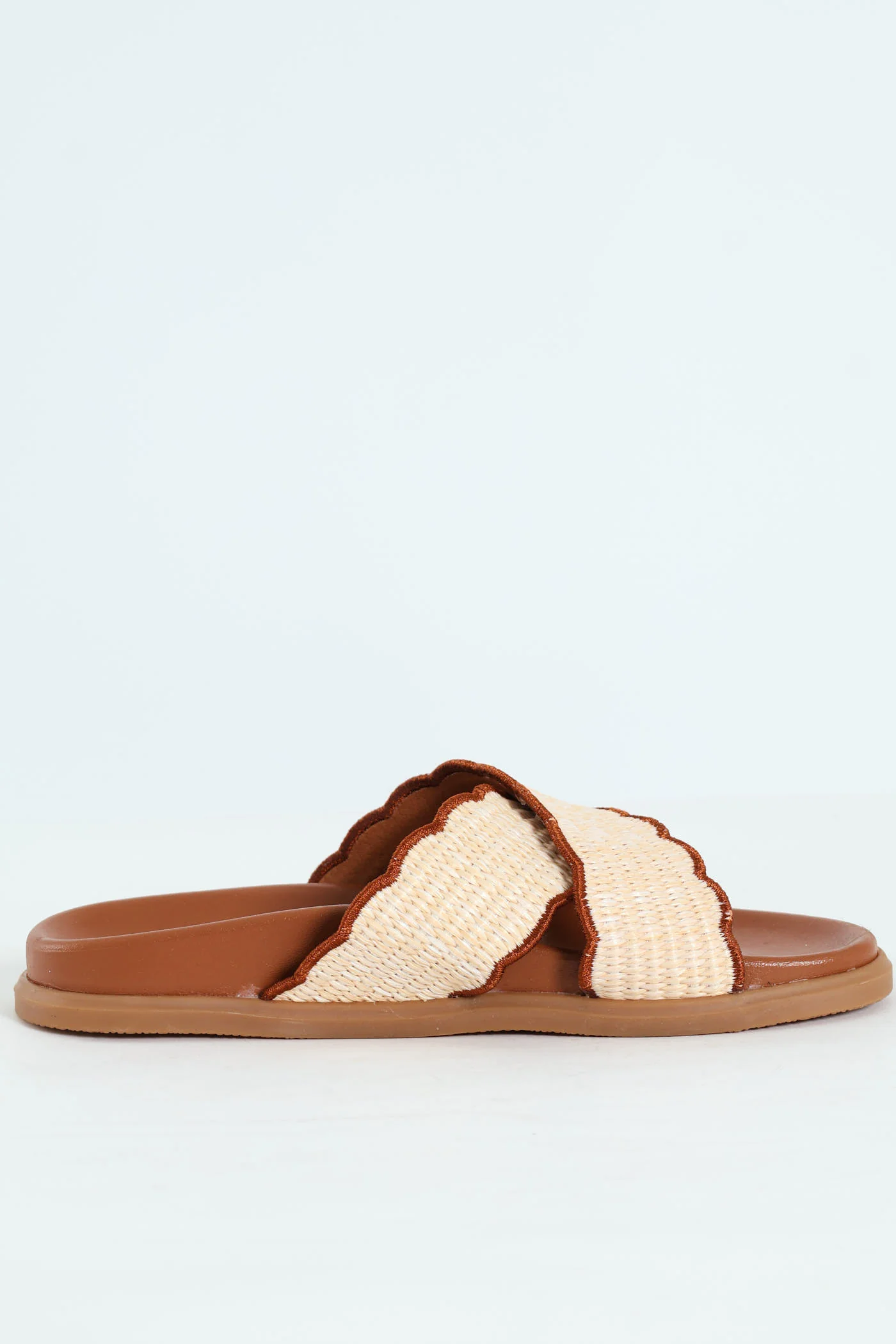Crosstrap Scalloped Weave Sandal - Tan - Image 3