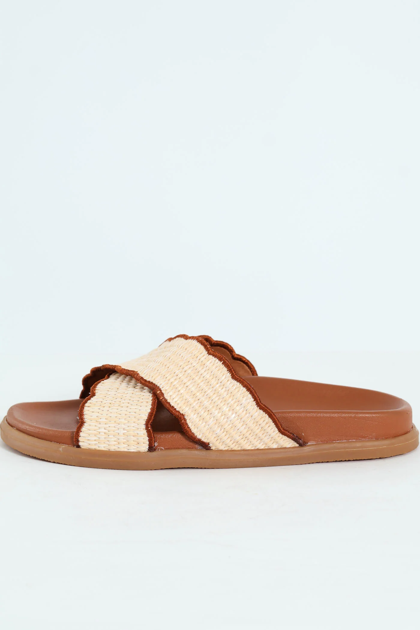 Crosstrap Scalloped Weave Sandal - Tan - Image 4