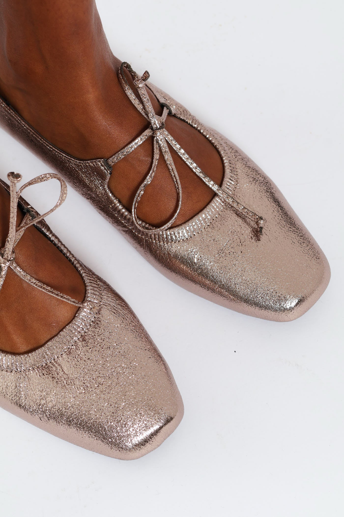 Crushed Metallic Ballet Pump - Pewter - Image 2