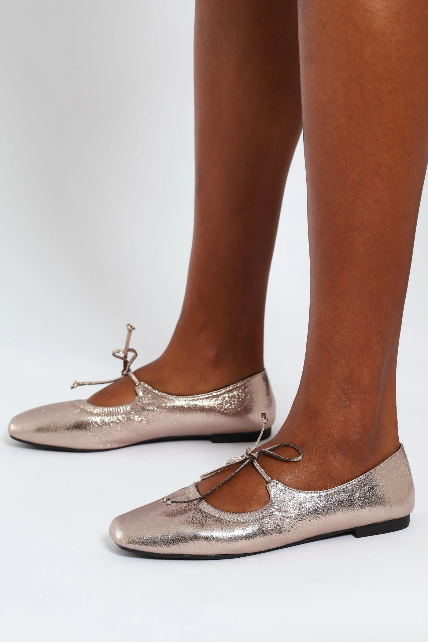 Crushed Metallic Ballet Pump - Pewter - Image 3
