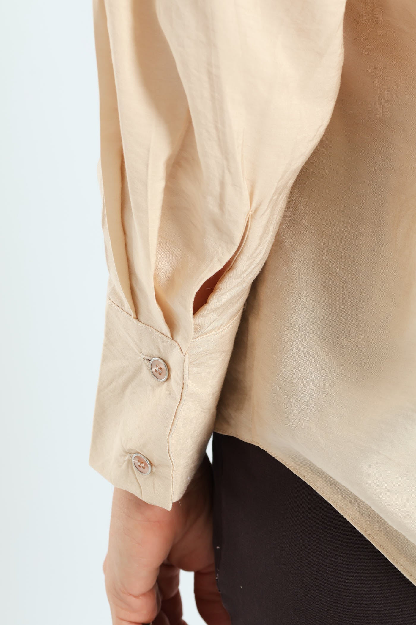 Cuff Detail Peach Finish Relaxed Shirt - Stone - Image 2