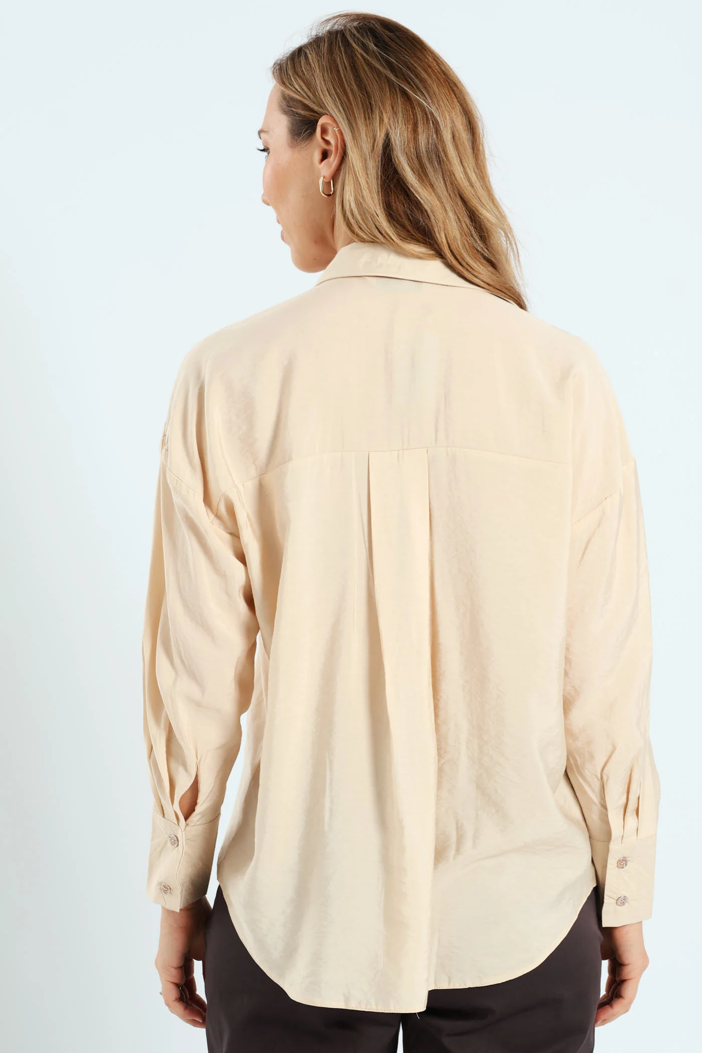 Cuff Detail Peach Finish Relaxed Shirt - Stone - Image 4