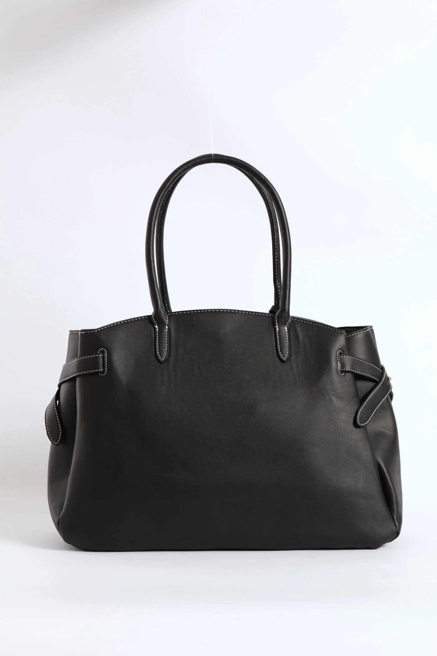 Curved Shopper With Side Tabs - Black - Image 3