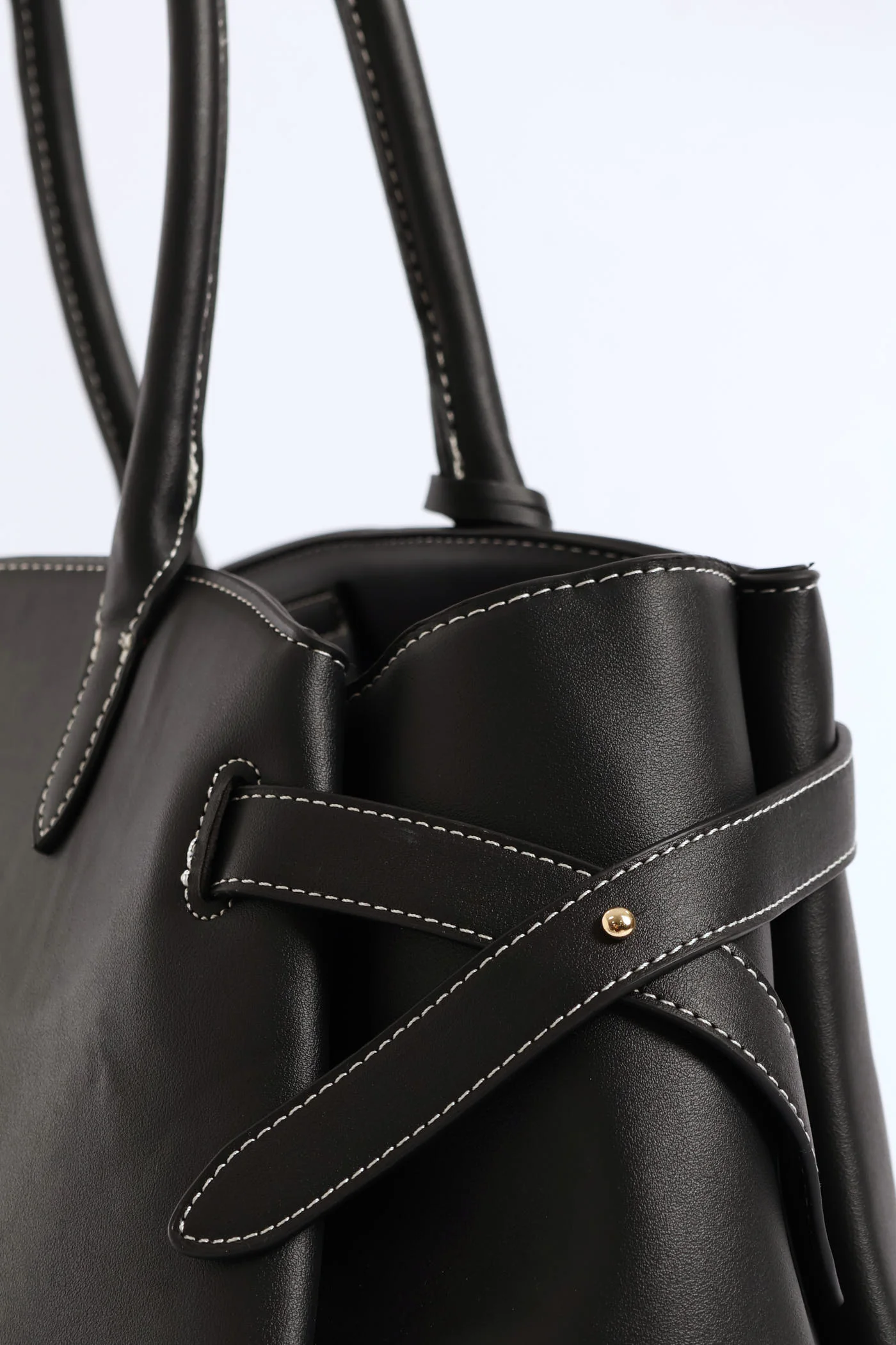 Curved Shopper With Side Tabs - Black - Image 4