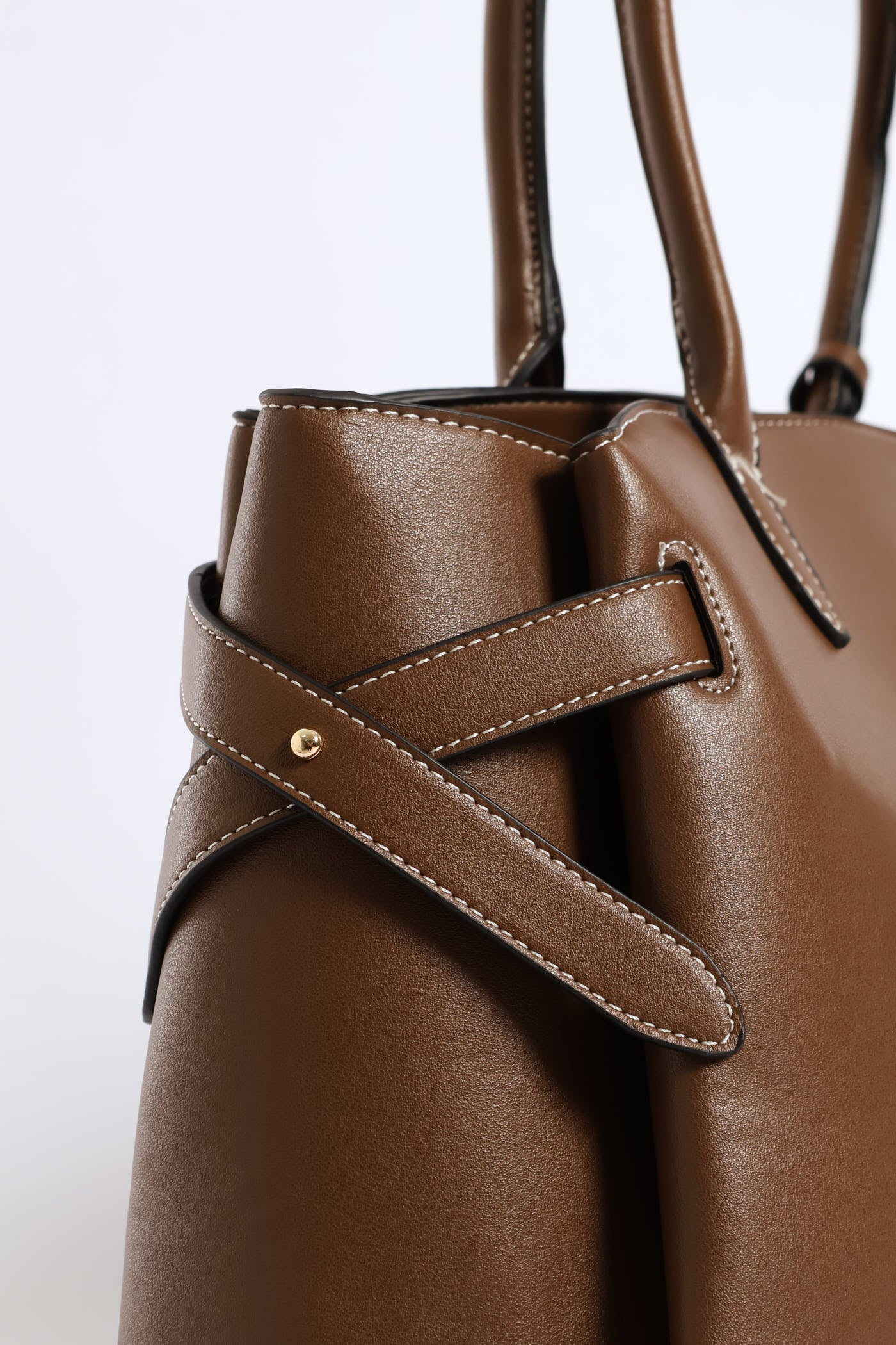 Curved Shopper With Side Tabs - Chocolate - Image 2