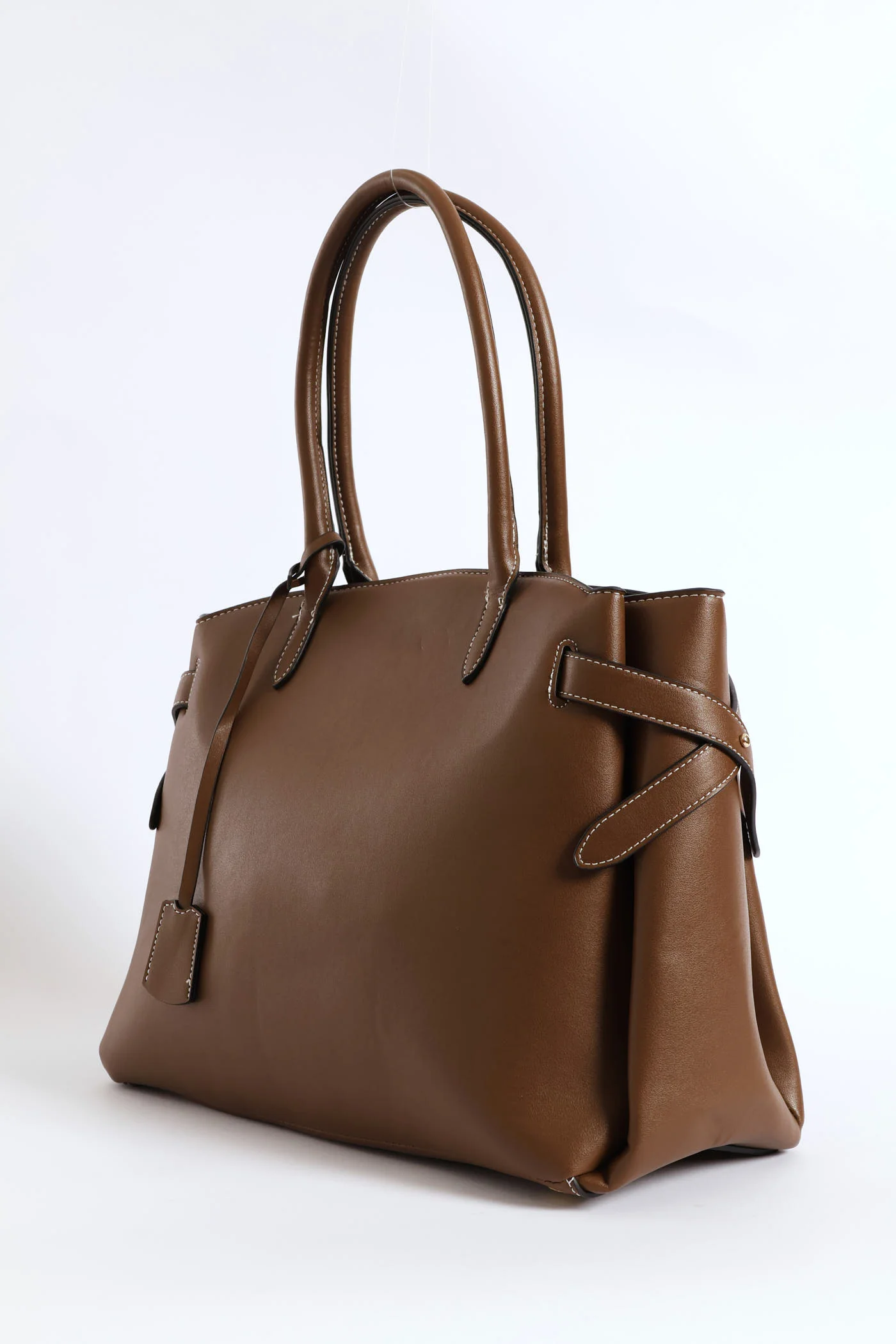 Curved Shopper With Side Tabs - Chocolate - Image 3