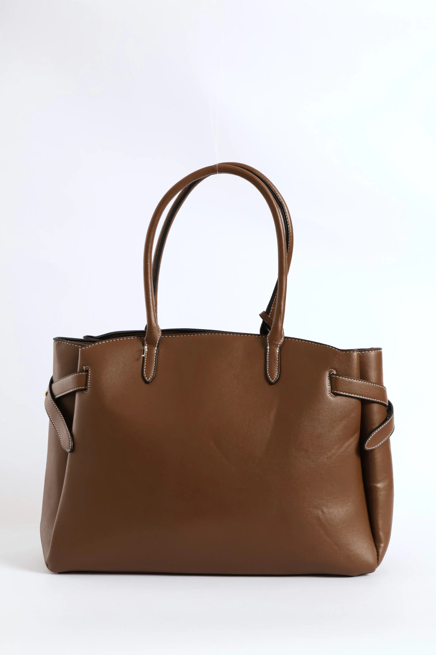 Curved Shopper With Side Tabs - Chocolate - Image 4
